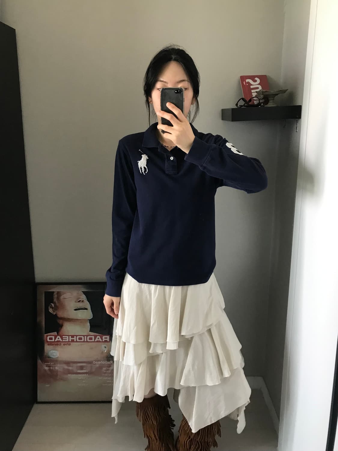 폴로 랄프로렌 빅포니 로고 네이비 긴팔 카라티 상품이미지2