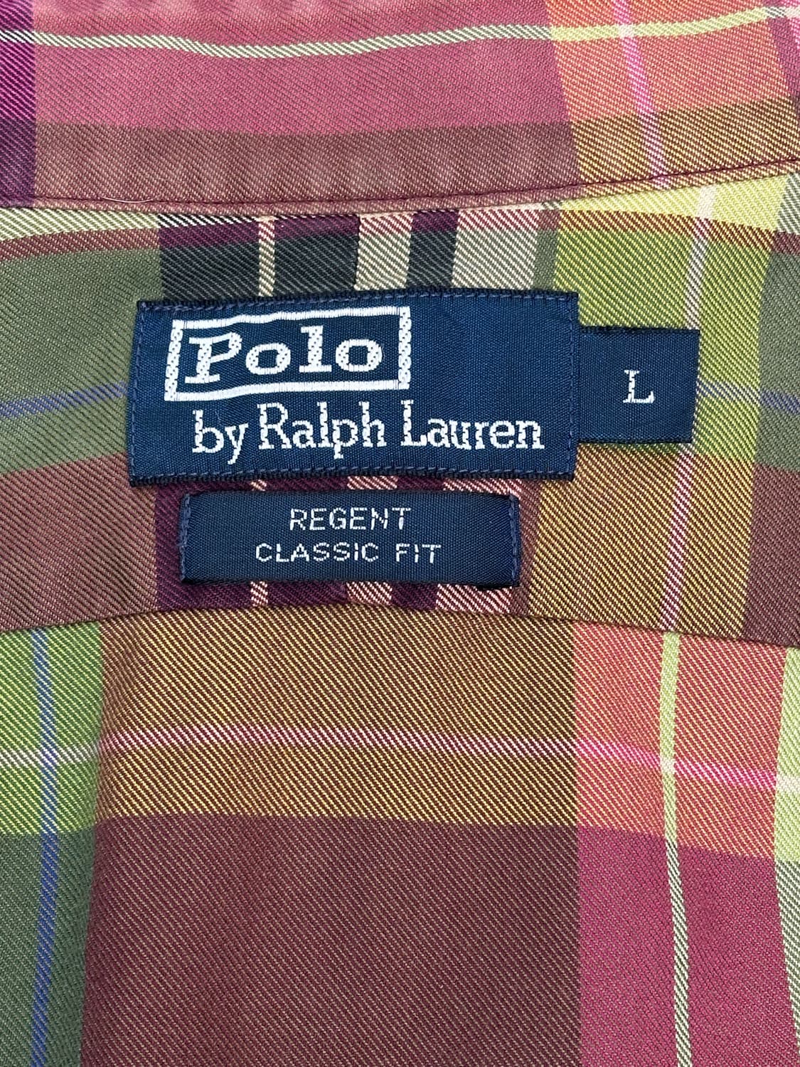 90s 폴로 올리브 그린 체크 클래식핏 셔츠 L 상품이미지6