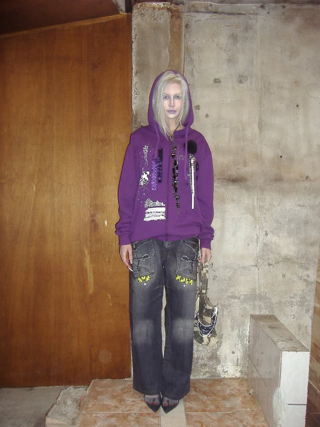 Purple-trim hooded zip-up 상품이미지1