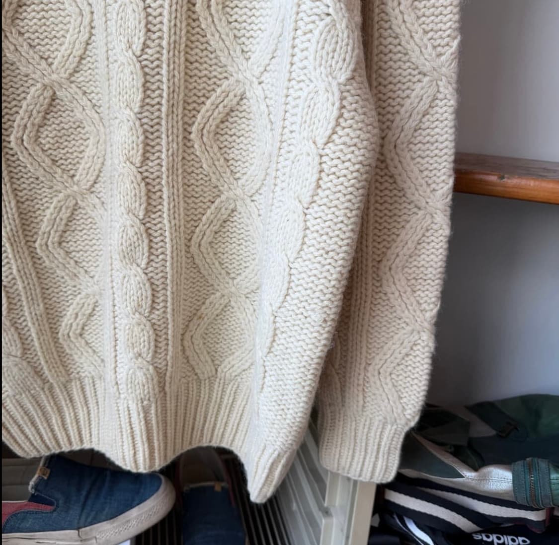 빈티지 아이보리 케이블 폼폼니트 /핸드메이드꽈배기 코이세이오 상품이미지3