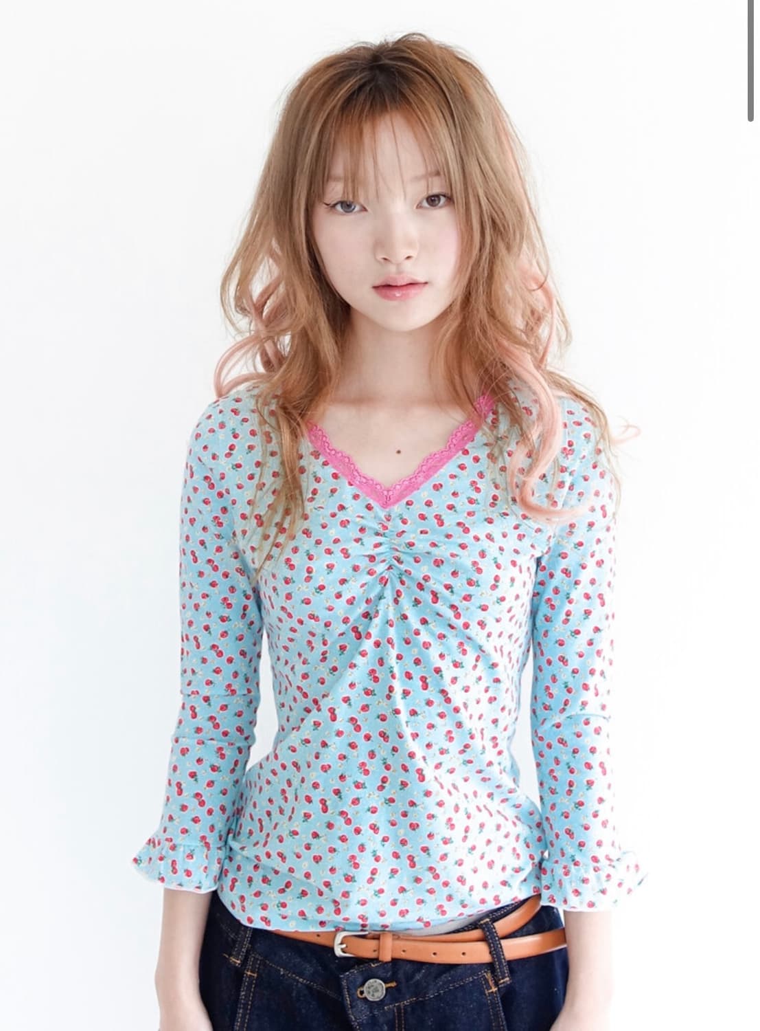샵페어리 little strawberry lace top (mint) 상품이미지1