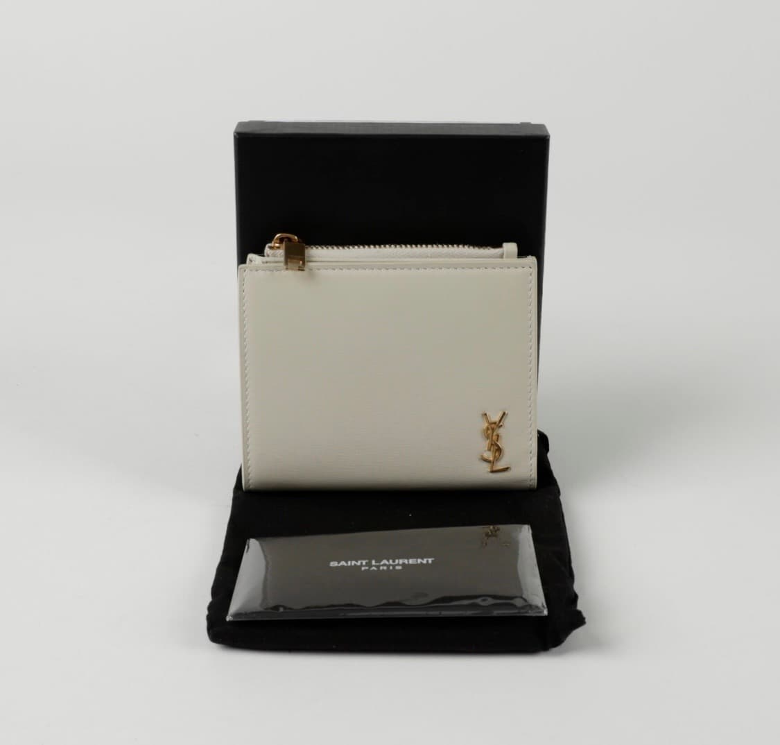 생로랑 카산드라 모노그램 지퍼 카드지갑 화이트 상품이미지1