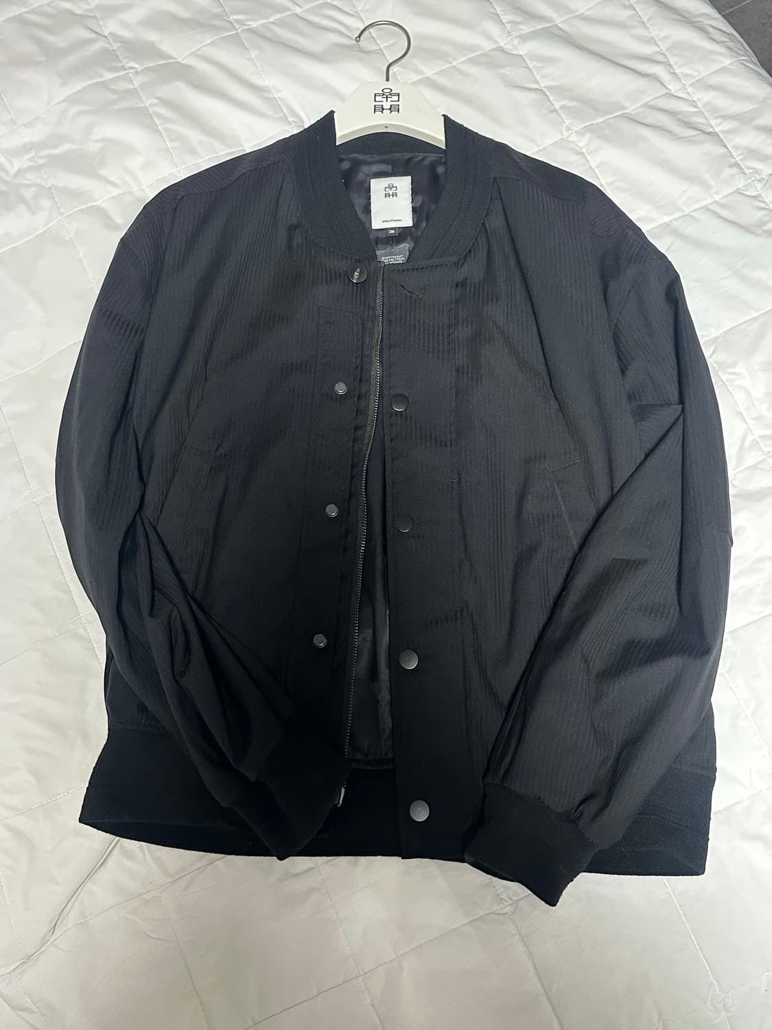 판매) 폴리테루 울 바시티 봄버 - 스트라이프 블랙 울[3] 상품이미지3