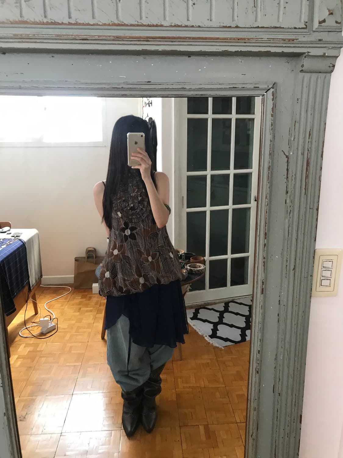 vintage pattern frill sleeveless 상품이미지5