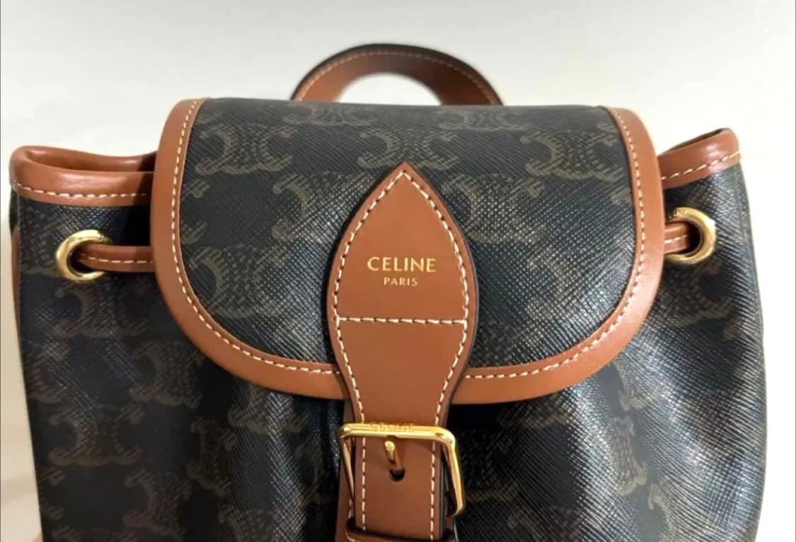 셀린느 트리옹프 캔버스 & 카프스킨 미니 백팩 폴코 탄 상품이미지5