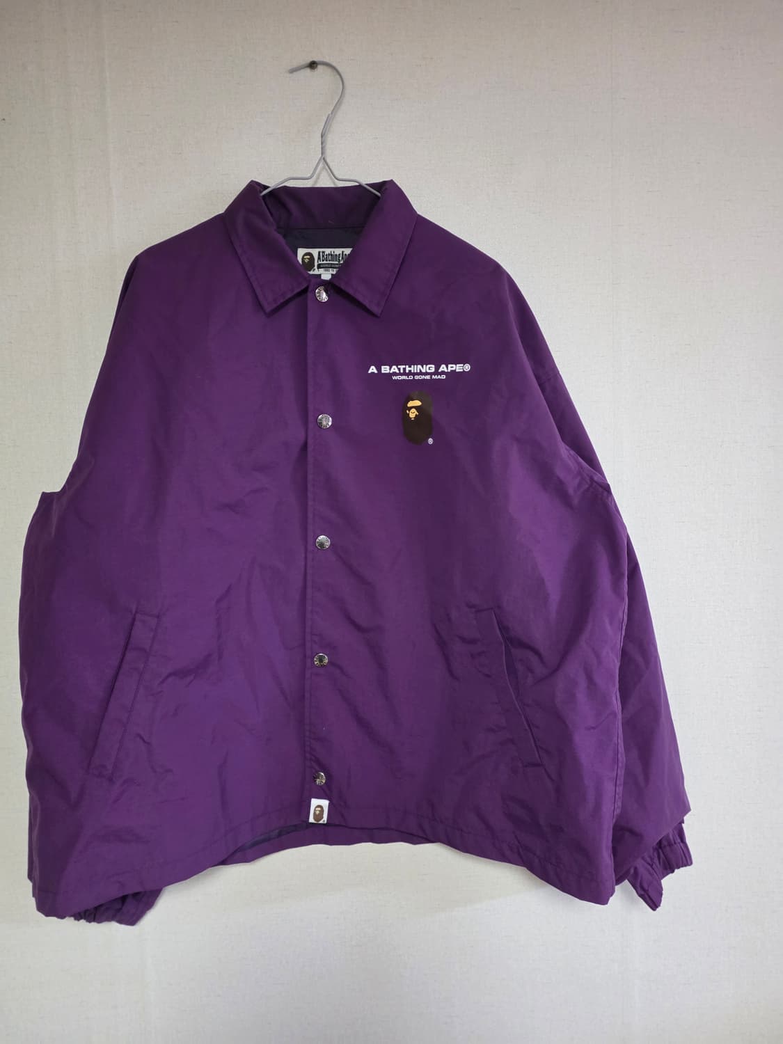 [매우큰 M]베이프 릴렉스드핏 제네럴사루 코치자켓 퍼플 상품이미지1