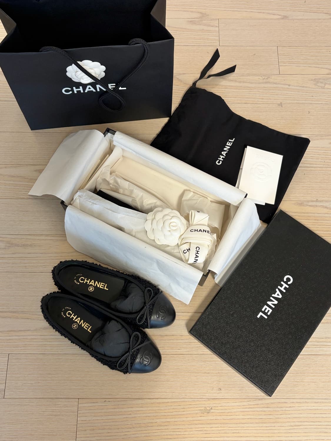 샤넬 트위드 발레리나 플랫 블랙 35 (220) 상품이미지2