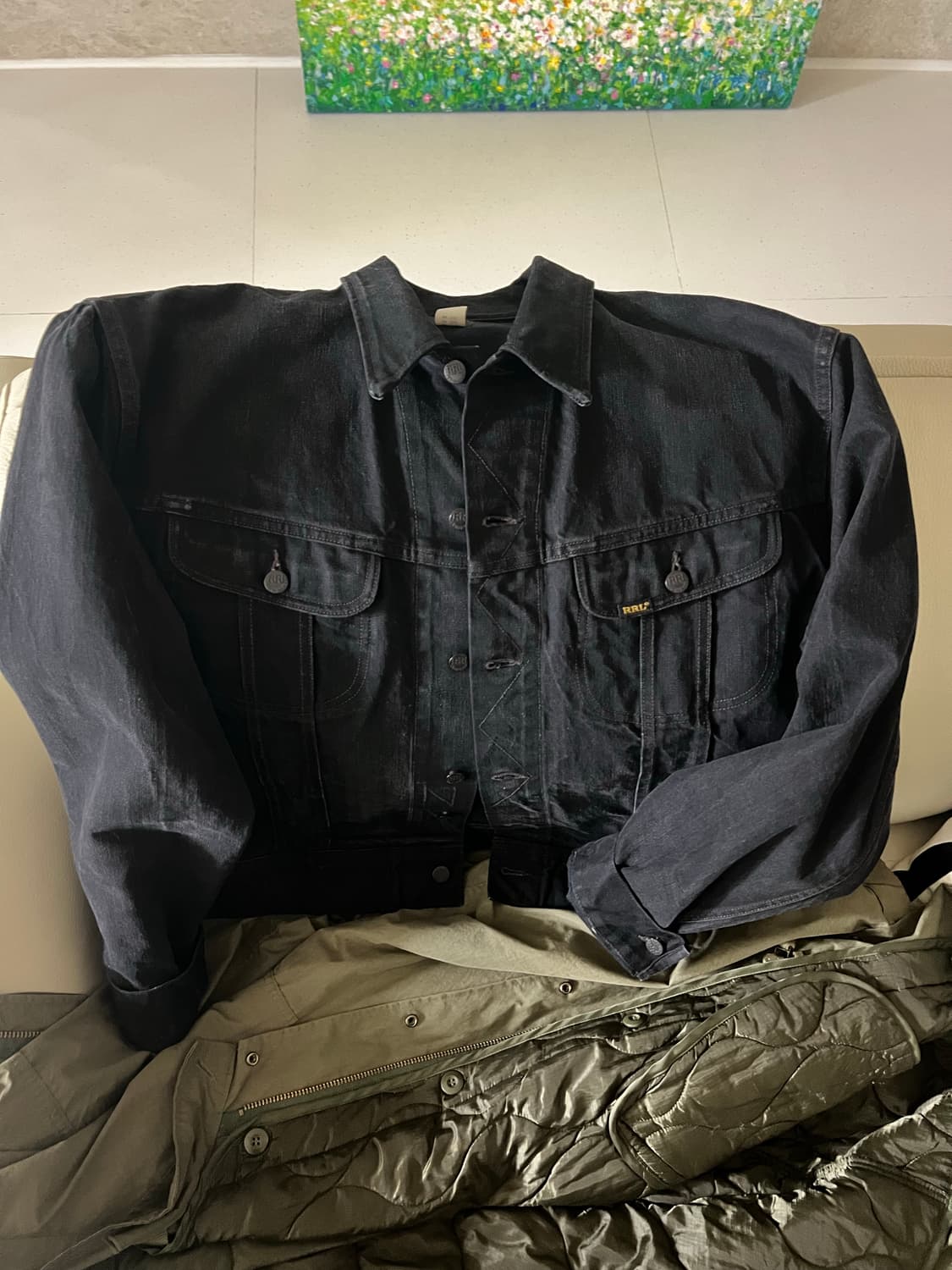 Rrl 리랜드 Lot271 데님 트러커자켓 블랙 xxl 상품이미지2