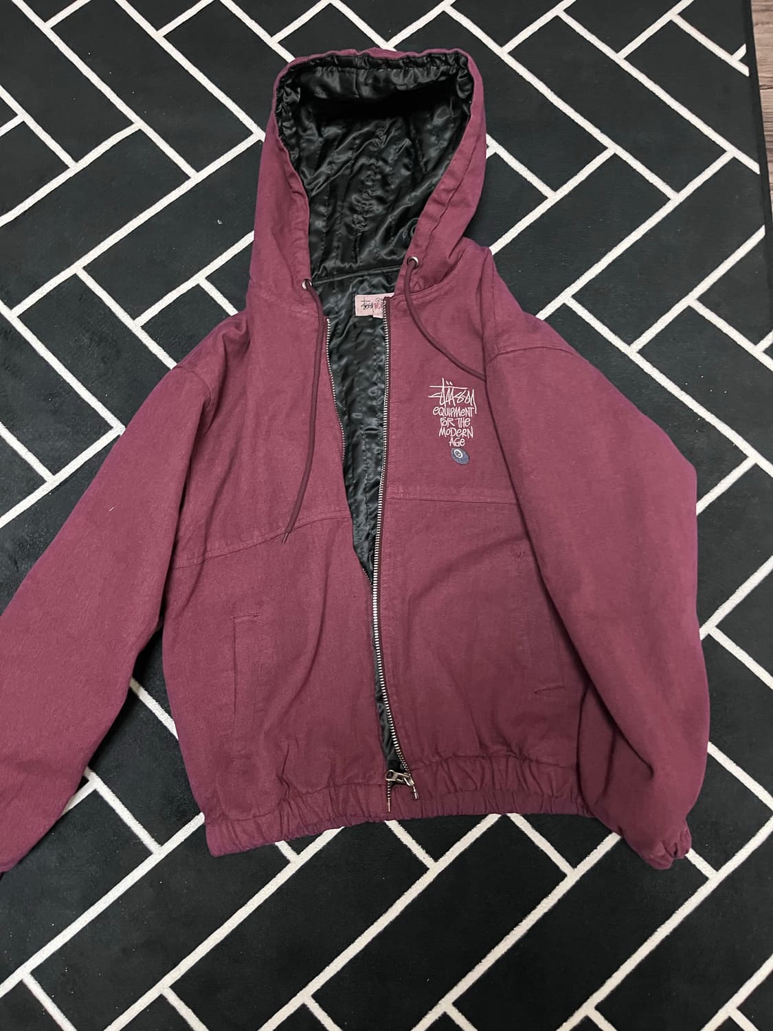 스투시 워크기어 후드 자켓 버건디 L 상품이미지1