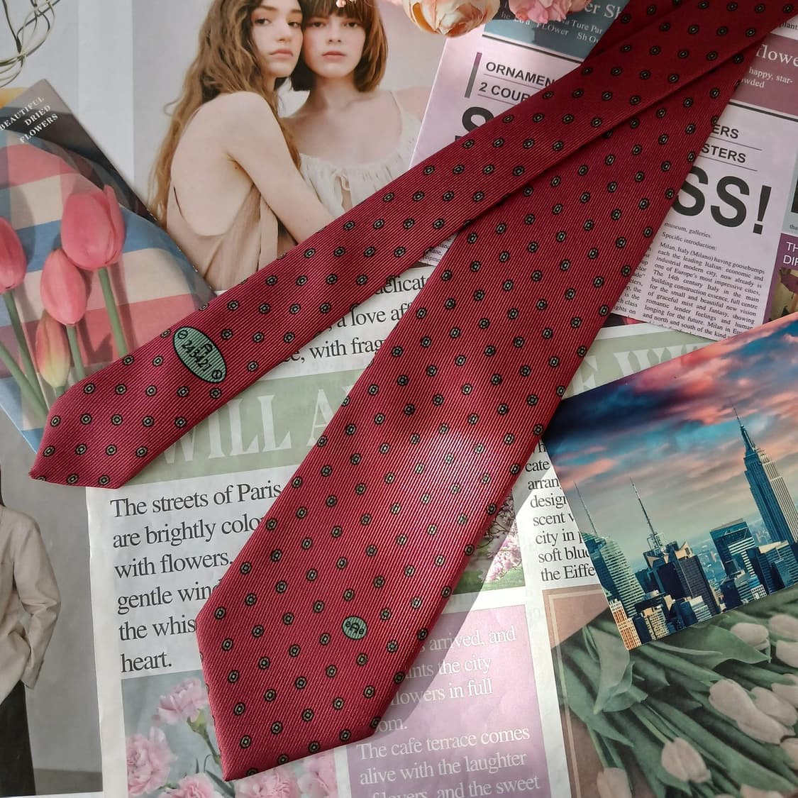 아이그너 실크 짙은핑크 오벌 패턴 넥타이 8.2cm A등급 A19204
 상품이미지3