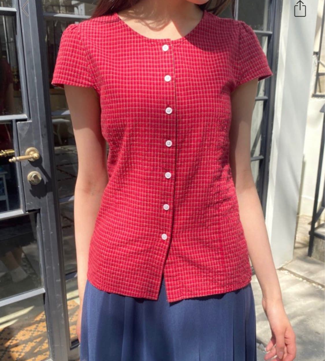 브랜디멜빌 rue plaid top 레드 체크 셔츠 상품이미지1