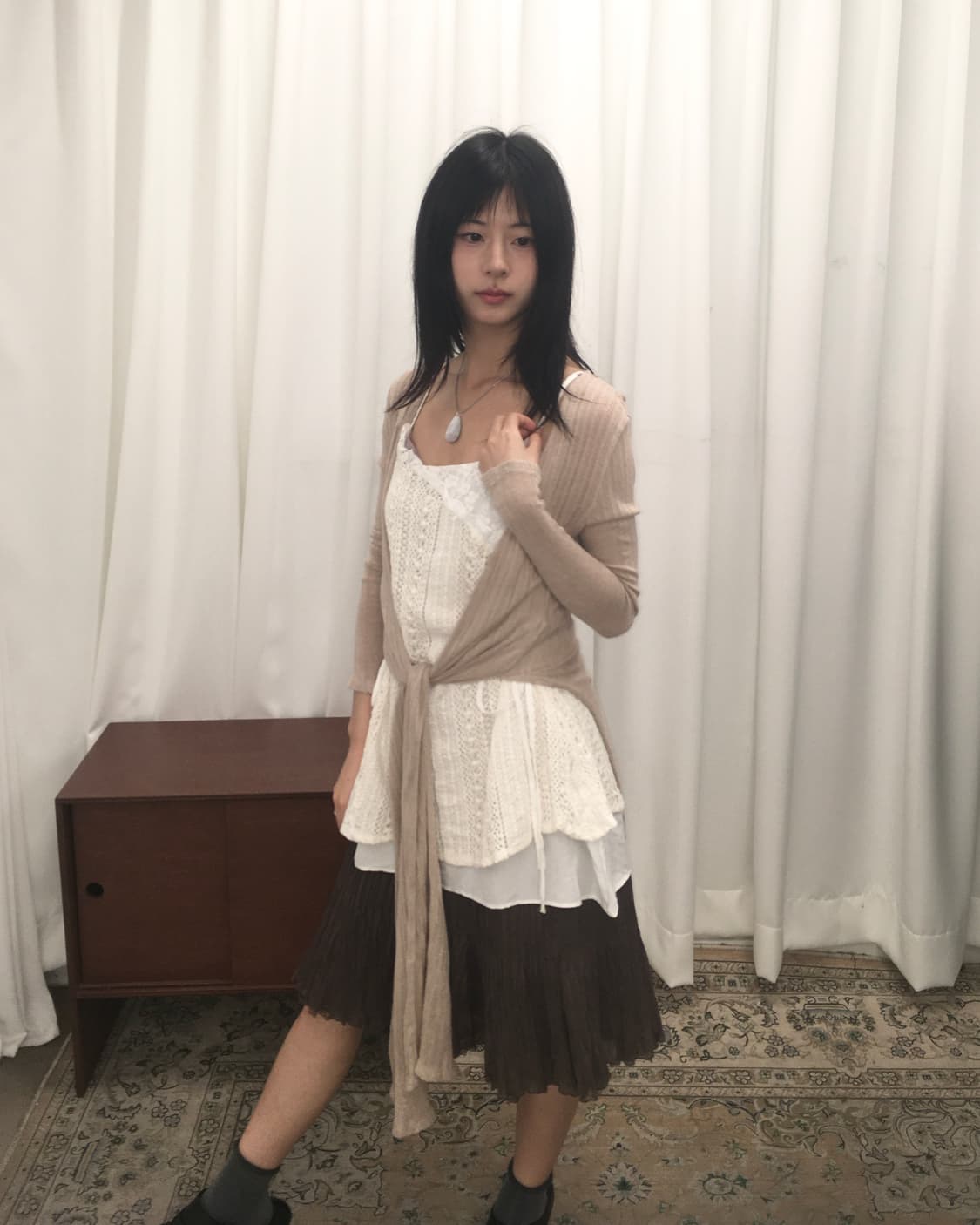 베이지 롱가디건 상품이미지2