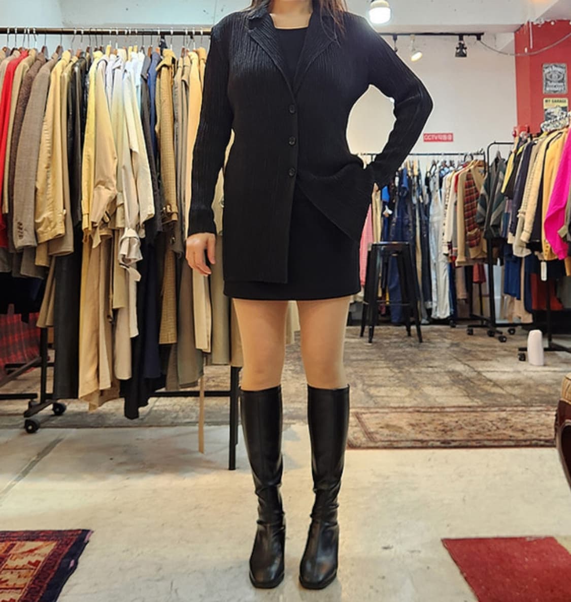 SPECCHIO pleats 스피치오 플리츠 블랙 카라 자켓 상품이미지2