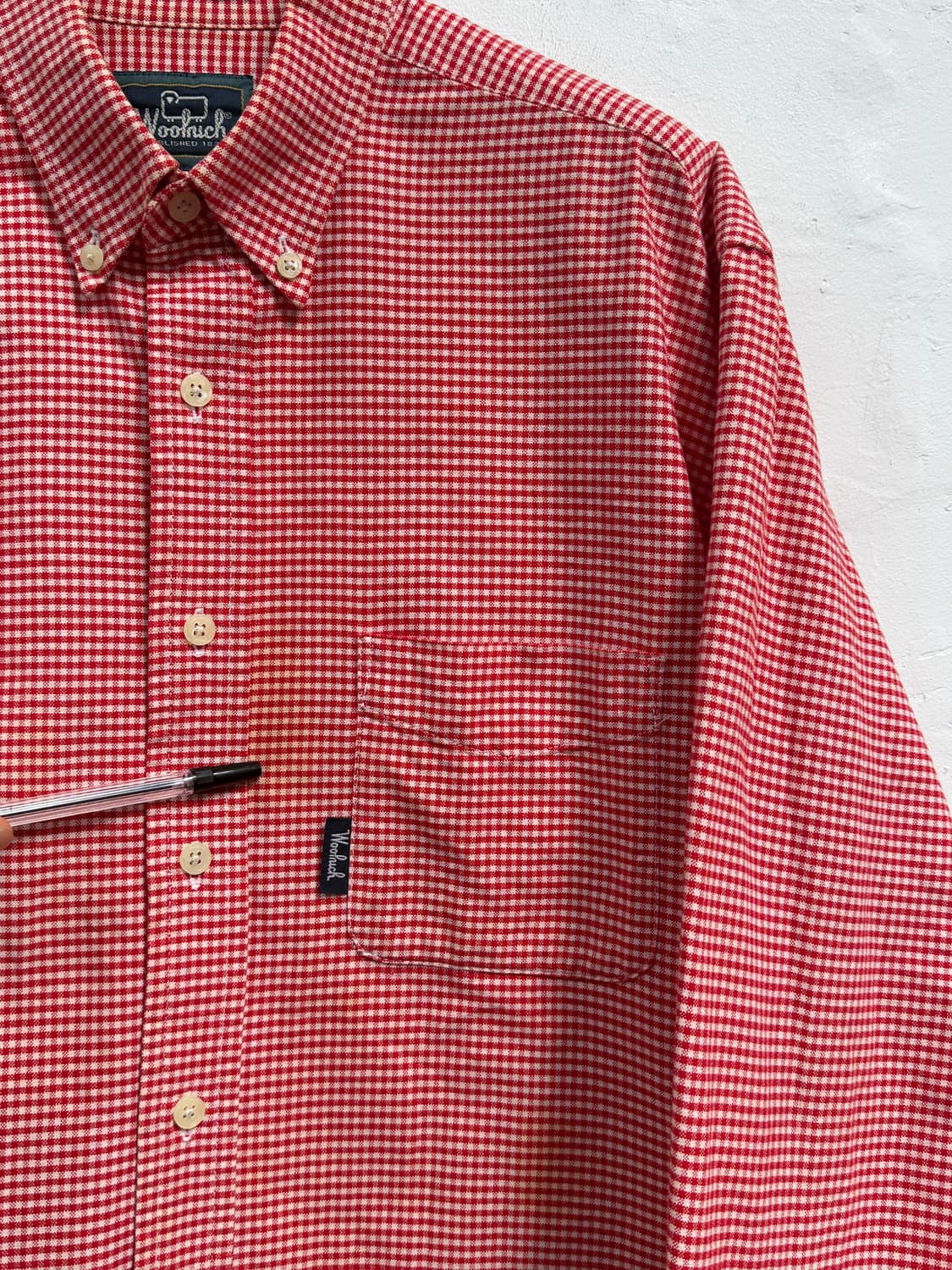 Woolrich 울리치 레드 깅엄 체크 버튼 다운 셔츠 M 상품이미지4
