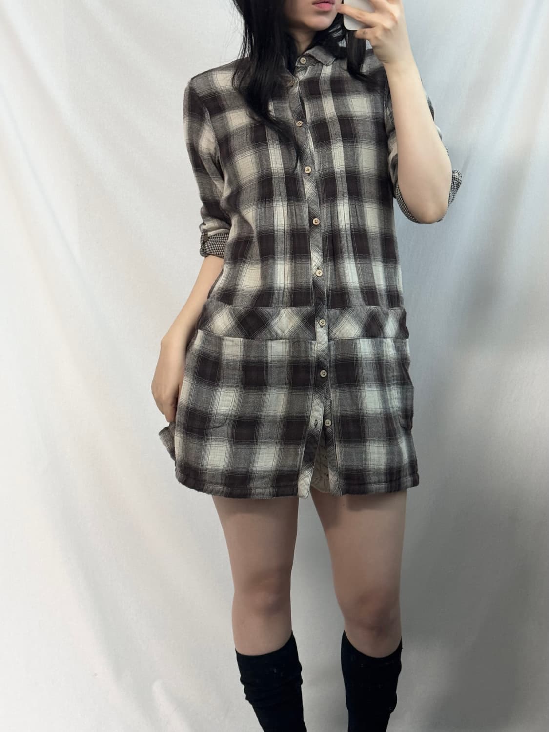 양면 체크 셔츠 원피스 상품이미지6