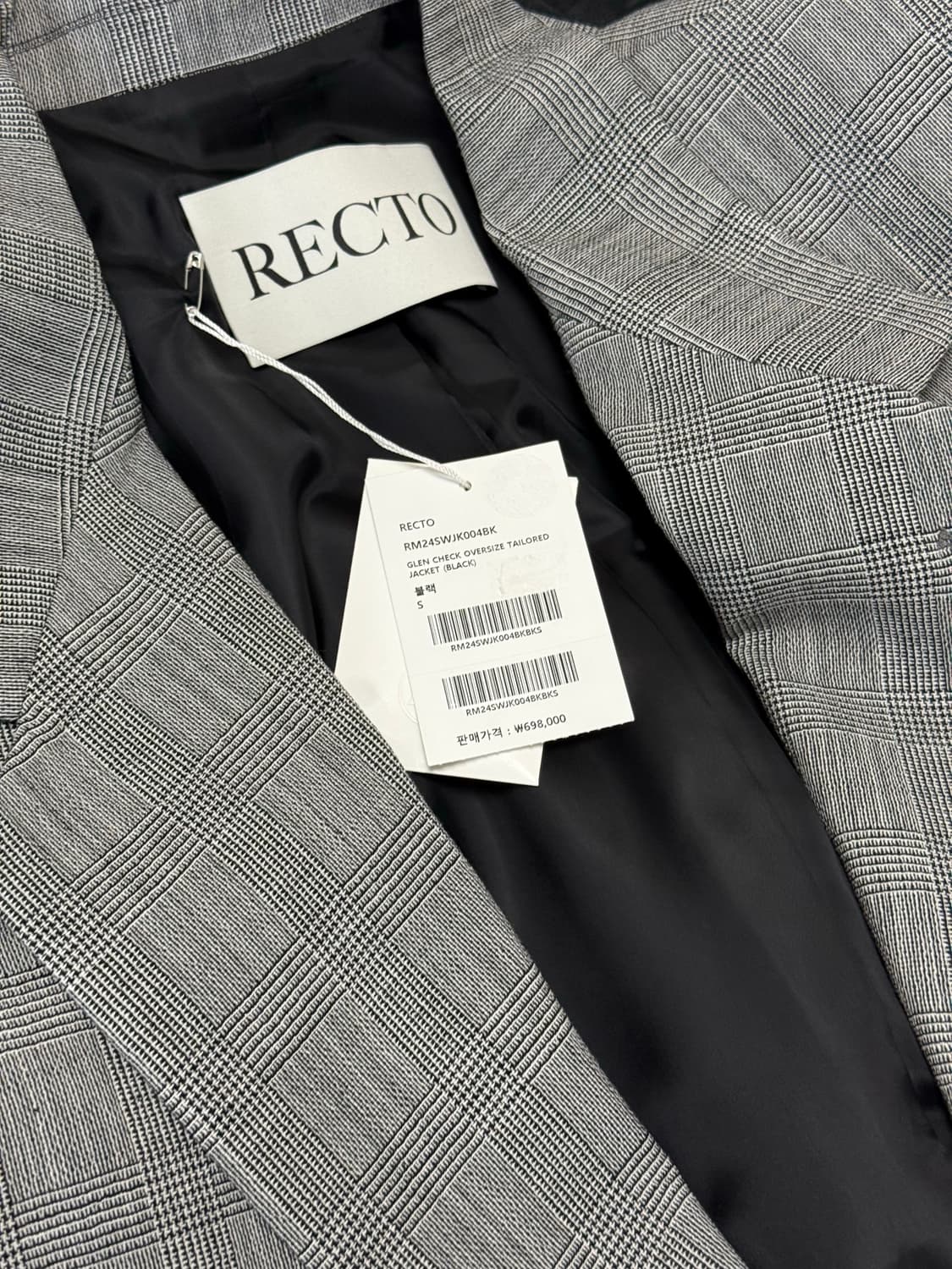 렉토 글렌체크 오버사이즈 테일러드 자켓 s 상품이미지3