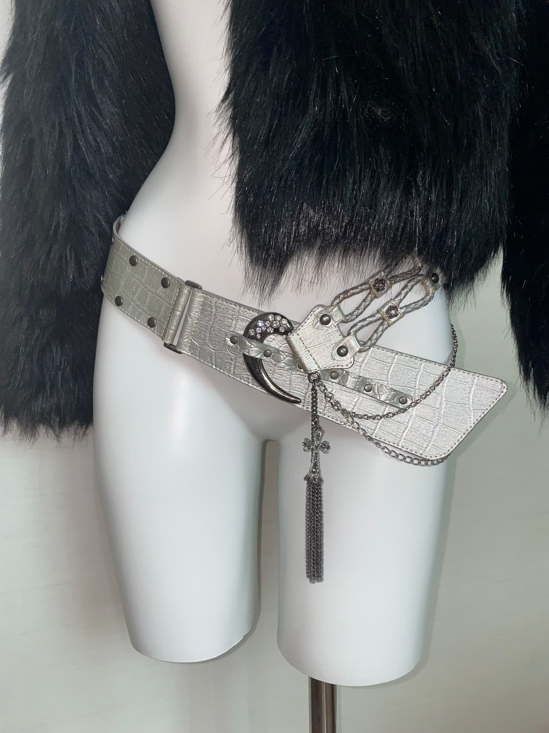 빈티지 갸루 체인 실버 벨트/다이아깔 고스 펑크 y2k 상품이미지1