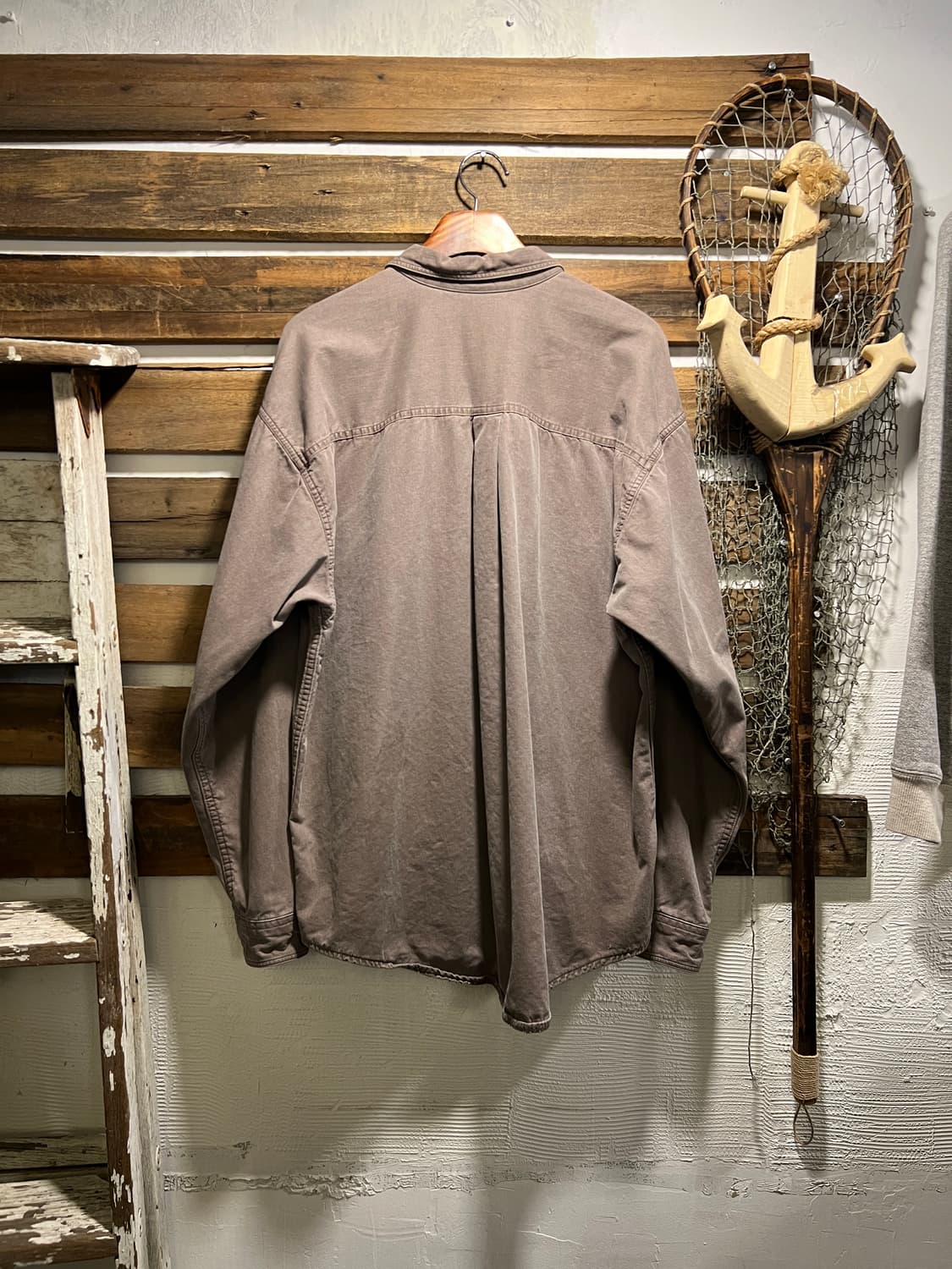 [XL]90's 에디바우어 2포켓 체크 라이닝 차콜브라운 워크 셔츠 상품이미지7