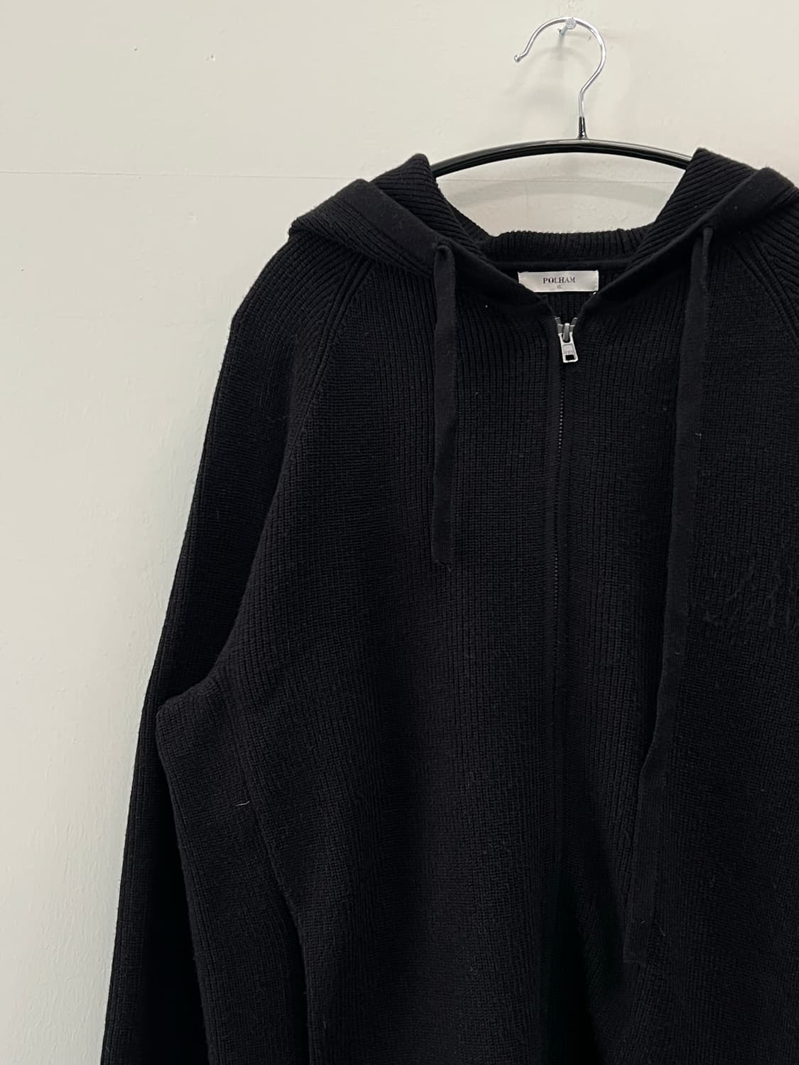 (XL) 폴햄 니트 후드 집업 블랙 상품이미지3