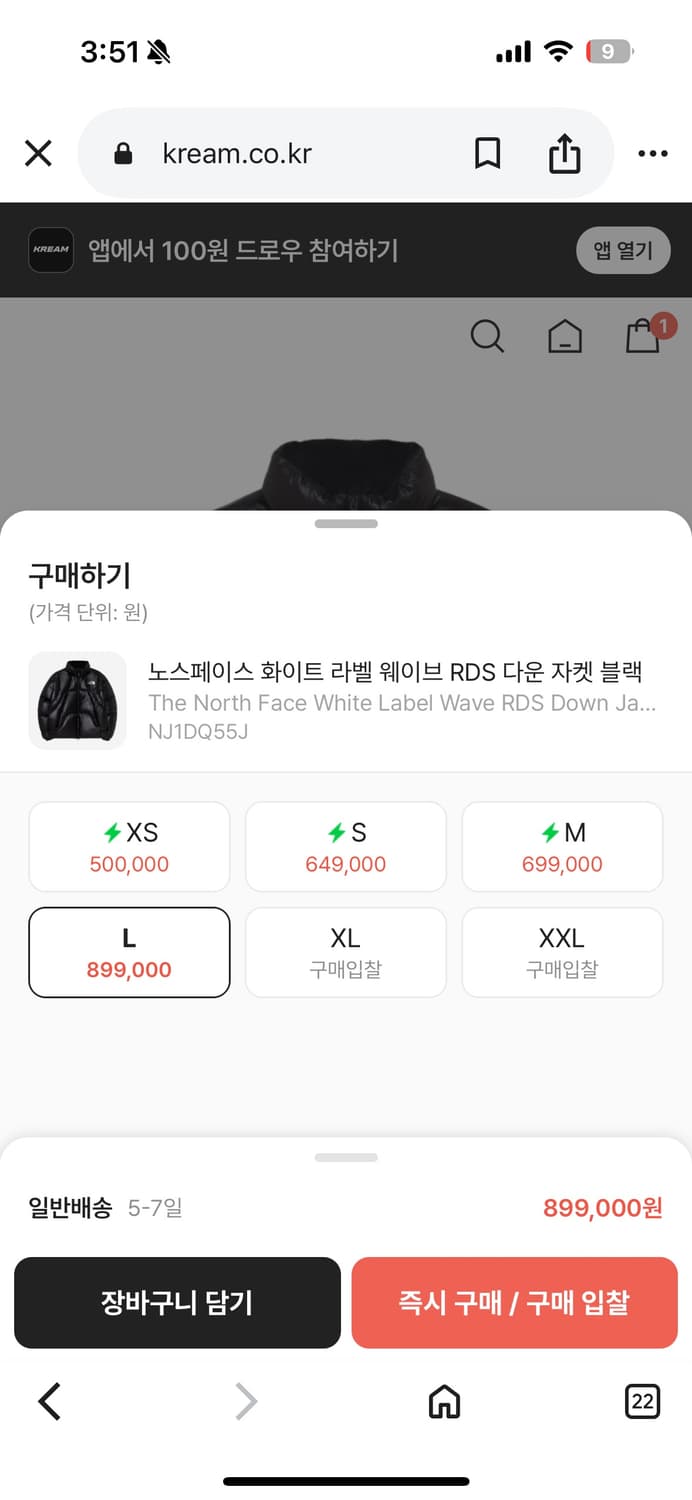 노스페이스 웨이브 rds 패딩 상품이미지2