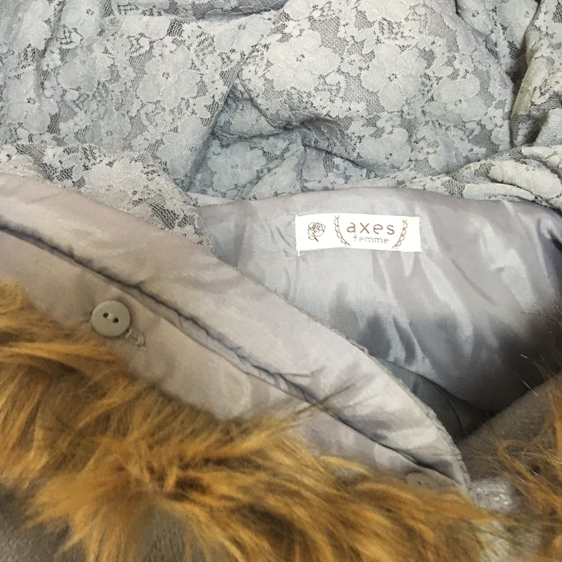 엑시즈팜 빈티지 케이프 코트 레이스 퍼 사와코 모리걸 라떼갸루 상품이미지2