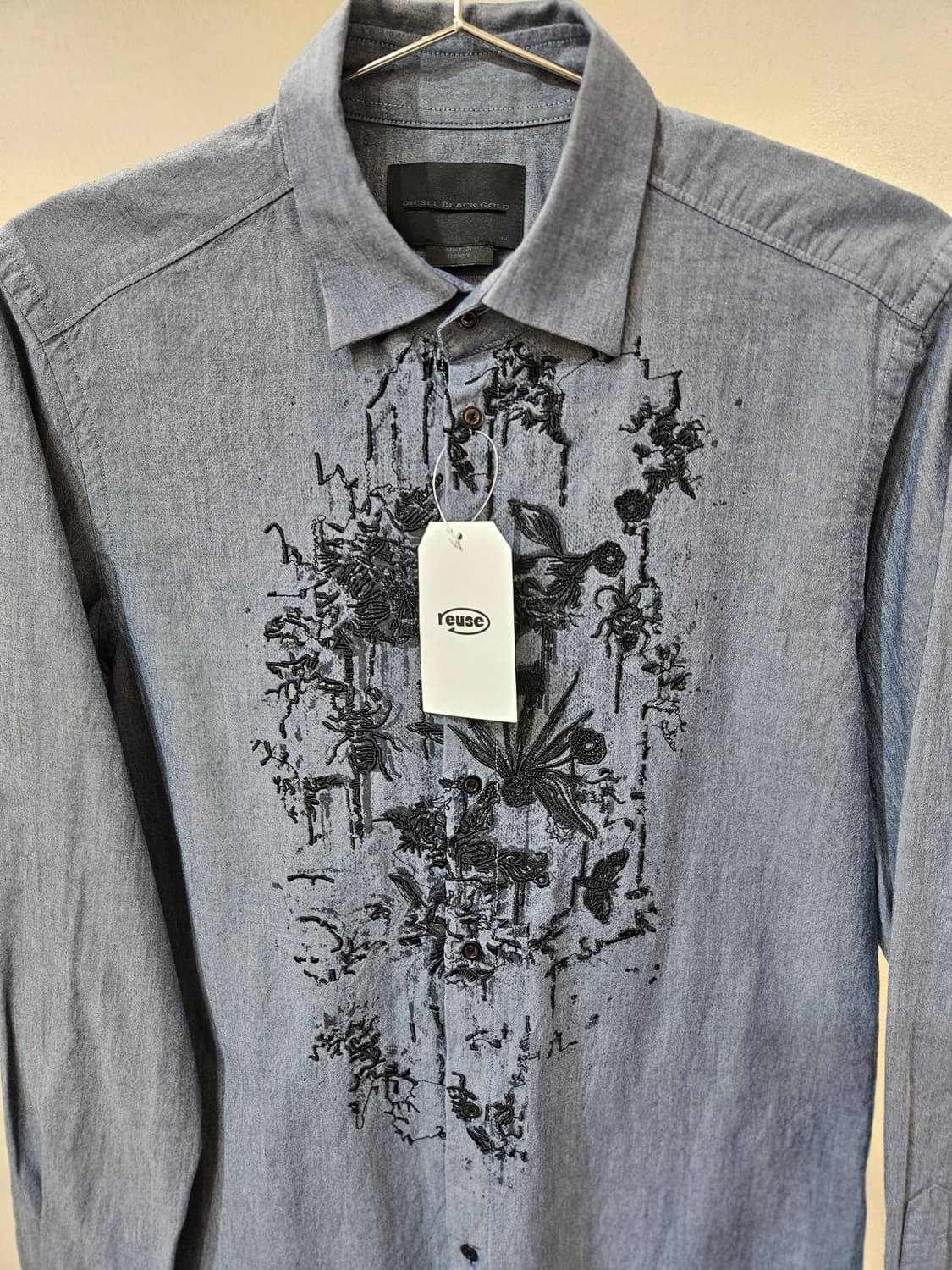 디젤 블랙 골드 패턴 셔츠 상품이미지3