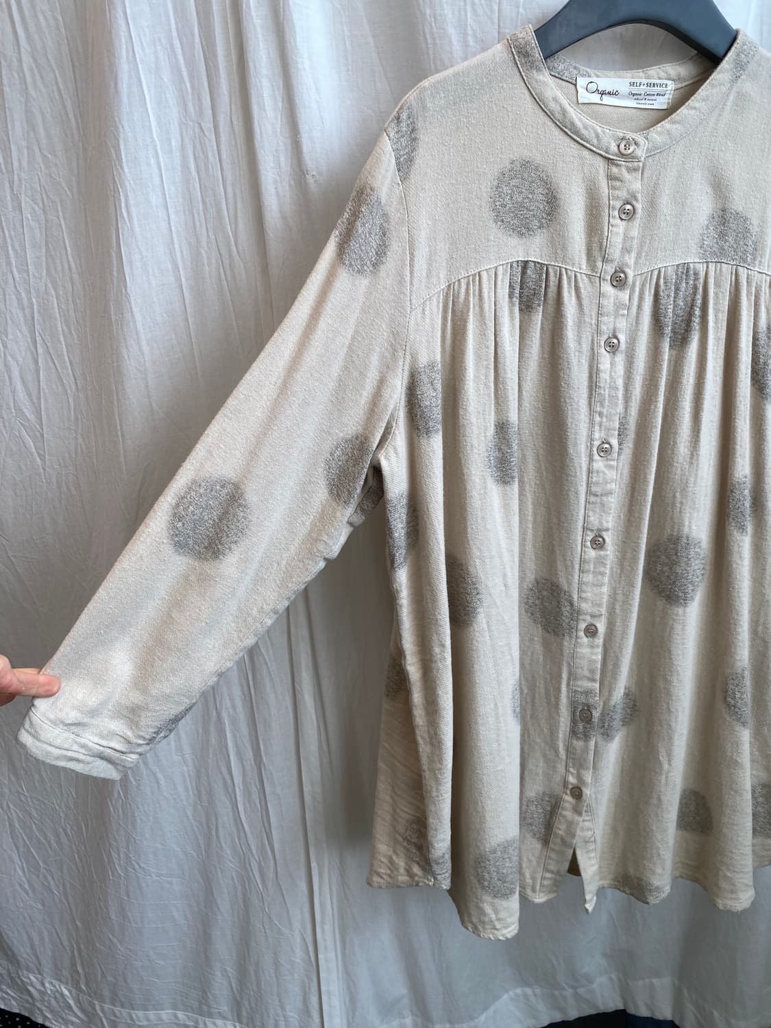 베이지 면 롱블라우스(M-L) 상품이미지6