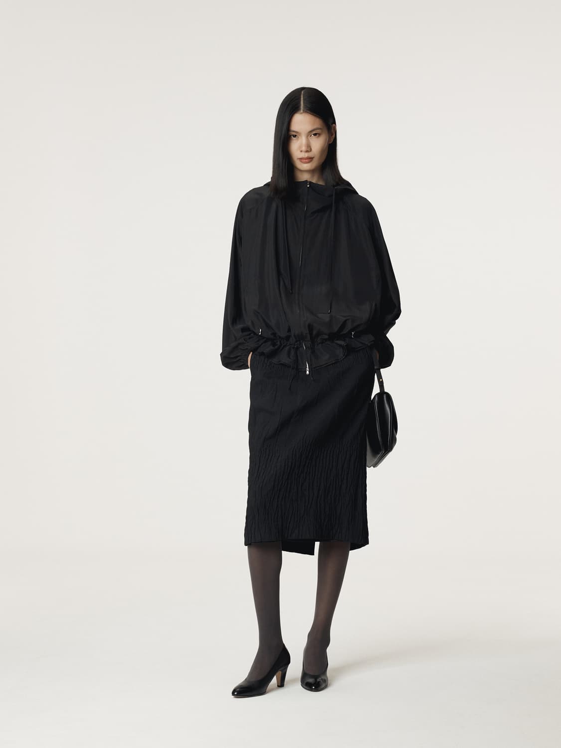 렉토 RECTO 실크 블렌드 테크니컬 후디 점퍼 블랙 상품이미지4