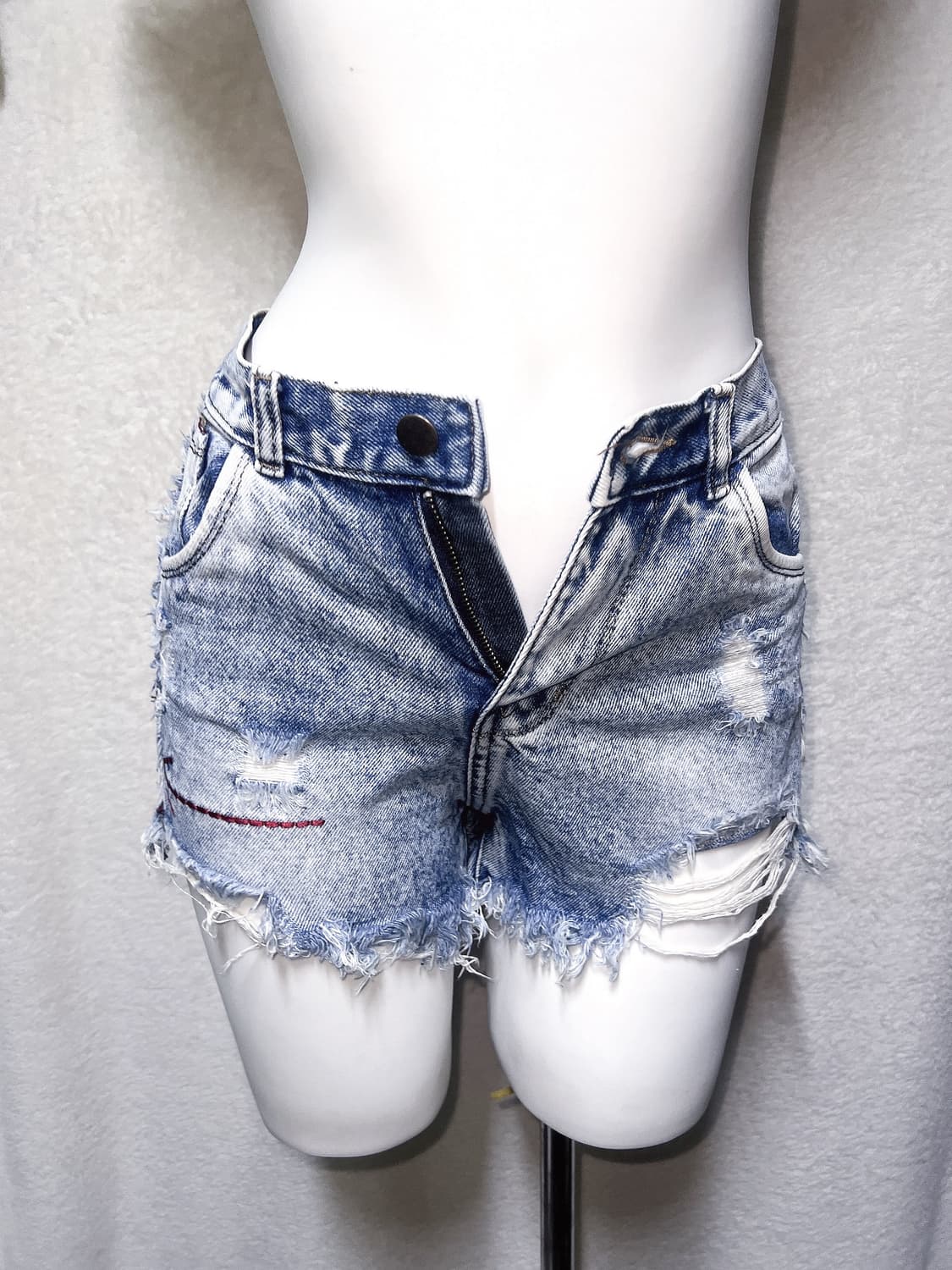 오네갸루 y2k 와투케 펑크 00 핀터 데미지 데님 숏 핫팬츠 청반바지 상품이미지5