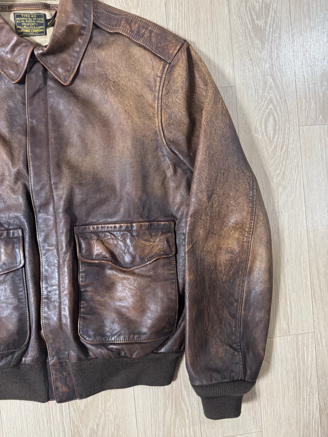 L 폴로 랄프로렌 오일워싱 a-2 가죽자켓 상품이미지4