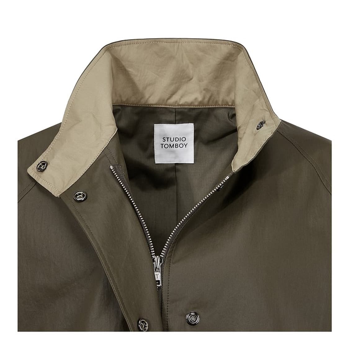 새상품 스튜디오 톰보이 후디 코팅 점퍼 야상 카키 상품이미지9