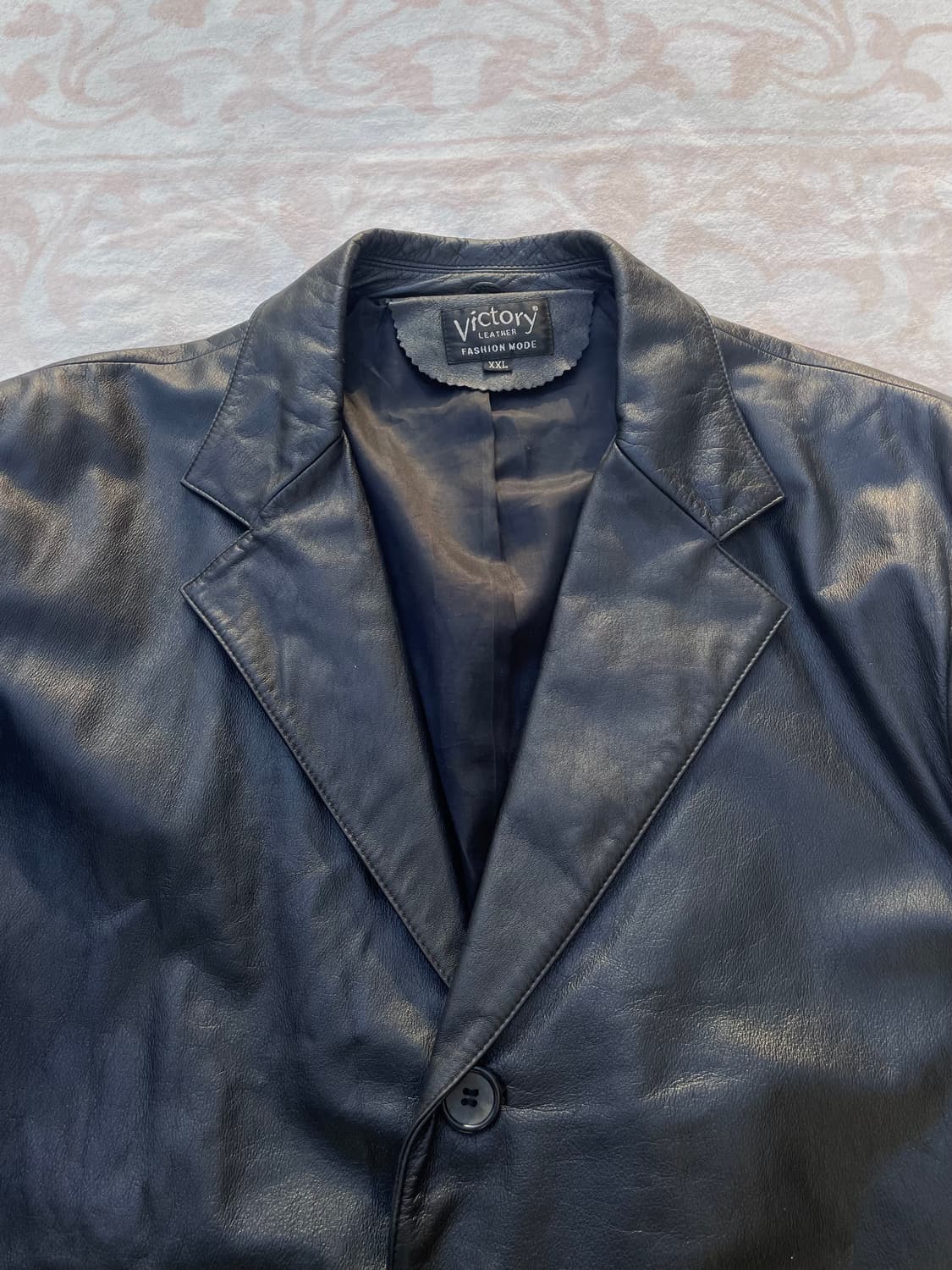 90s 빅토리 블랙 레더블레이져 japan  상품이미지1