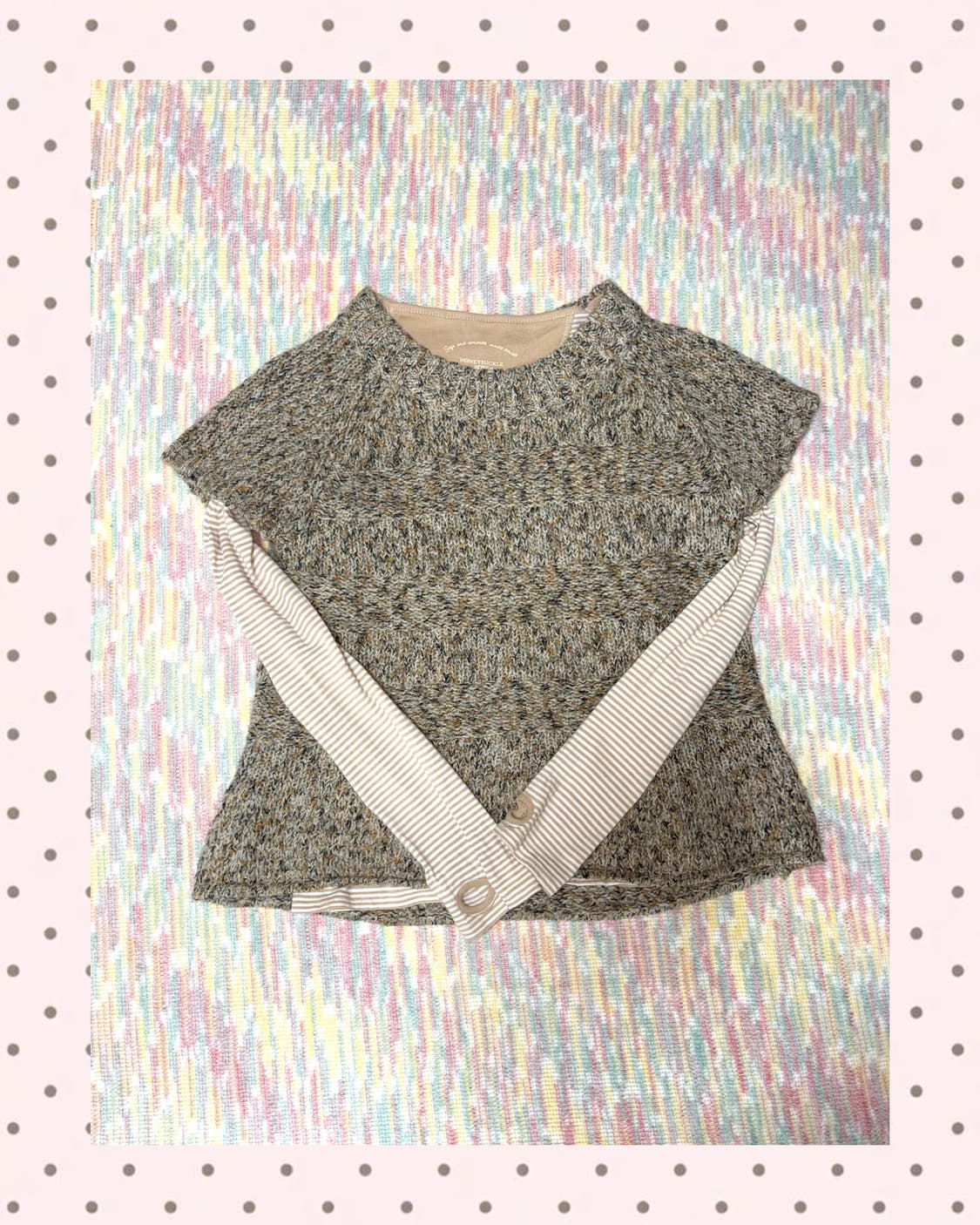 베이지 보카시 반소매 니트 상품이미지1