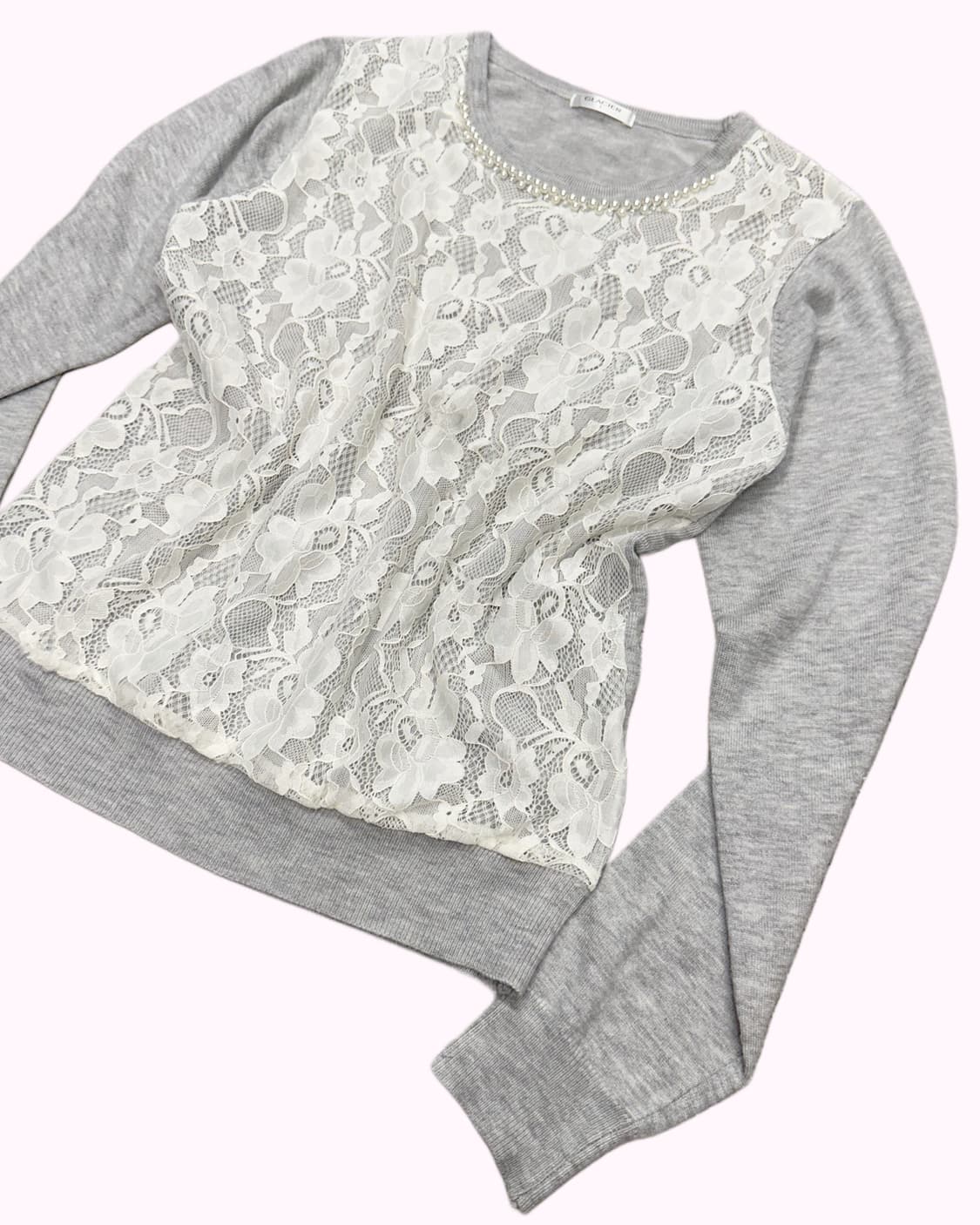 GLACIER flower lace pearl knit t-shirt 상품이미지2