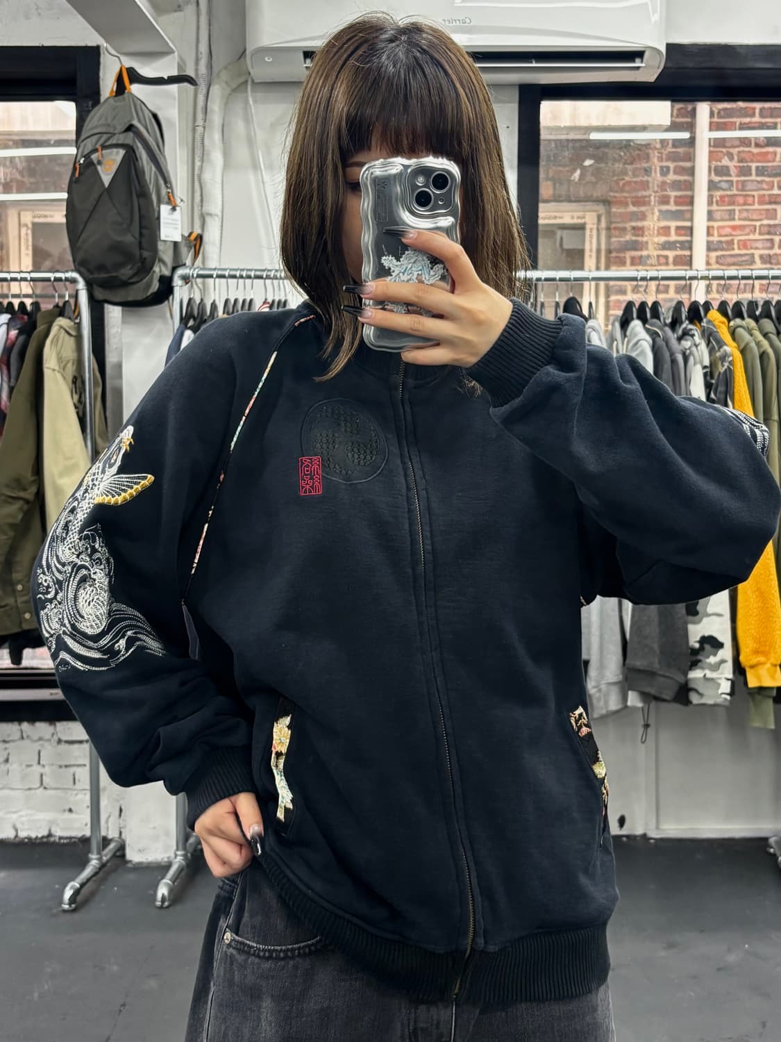 카라쿠리 타마시 잉어 자수 오리엔탈 자켓 상품이미지5
