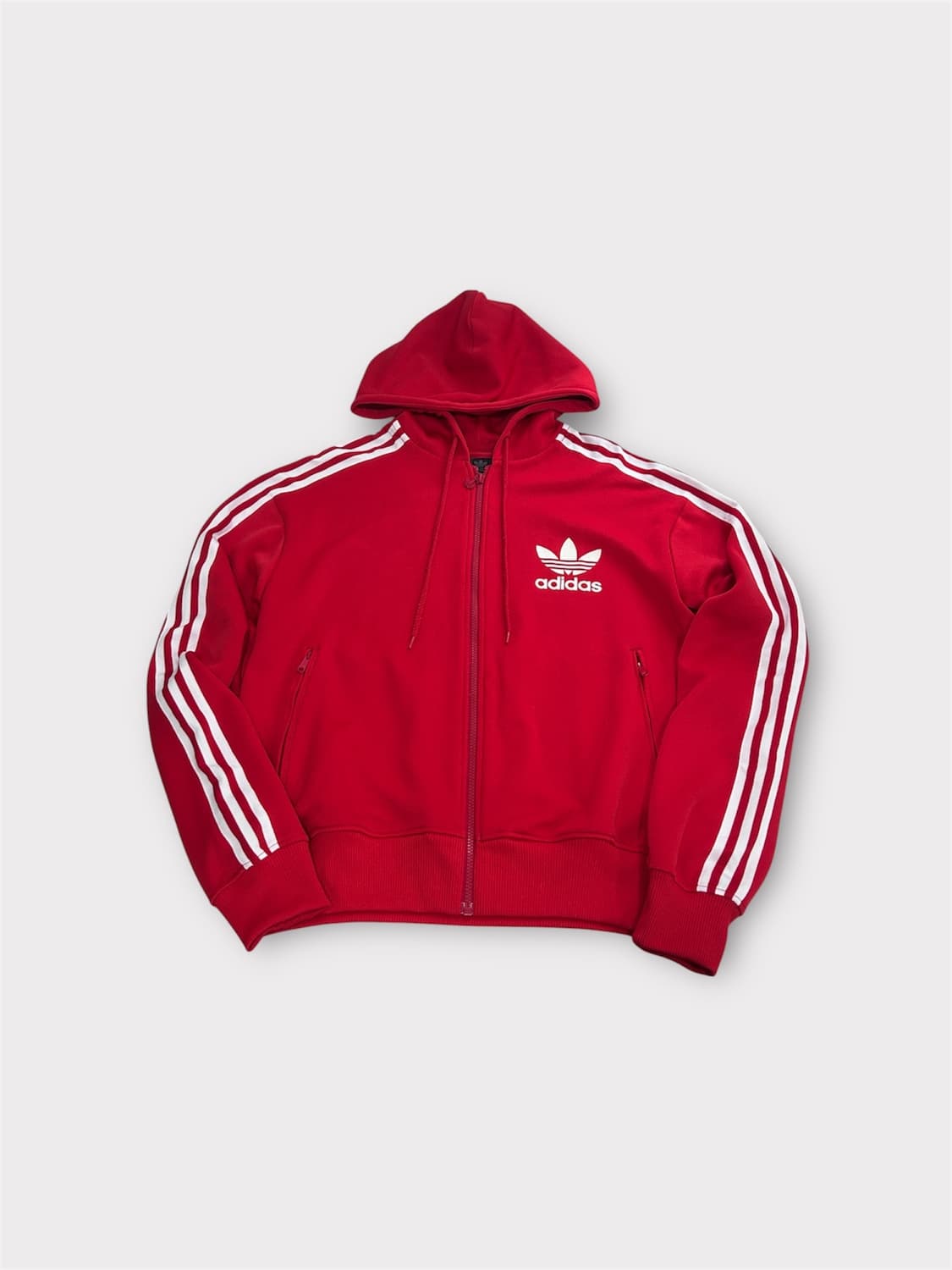 [M] 아디다스 올드스쿨 빨흰 후드 져지 집업 남성 M사이즈 상품이미지1