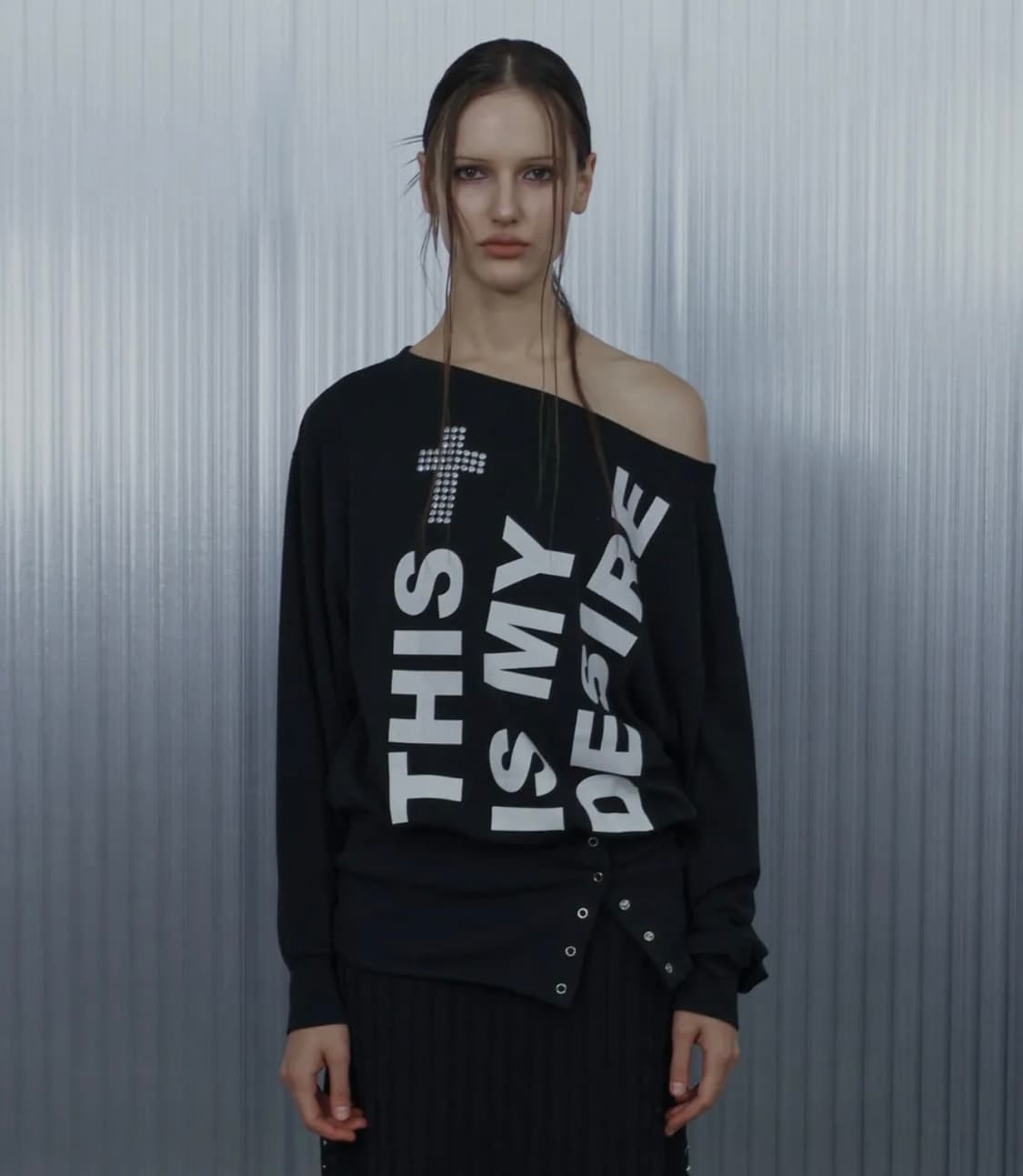 셋업이엑스이 BOLD LETTERING LOOSE TOP 블랙 검정 긴팔 상품이미지1