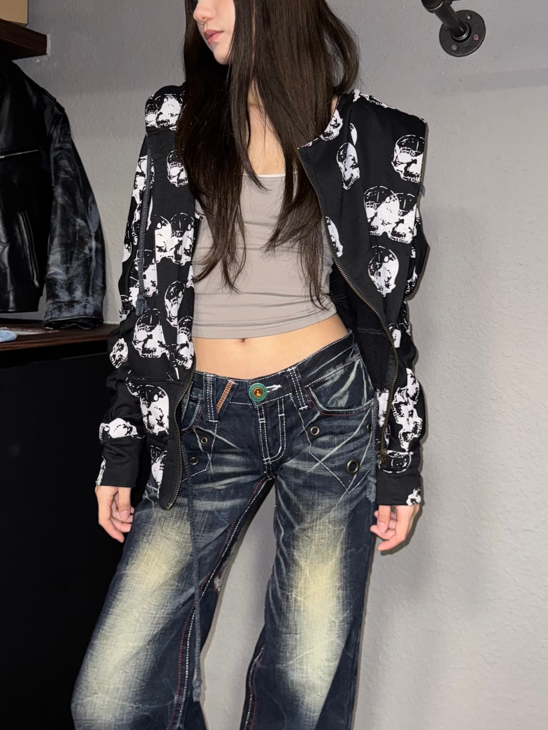 그래드뉴스 스컬 후드집업 상품이미지5