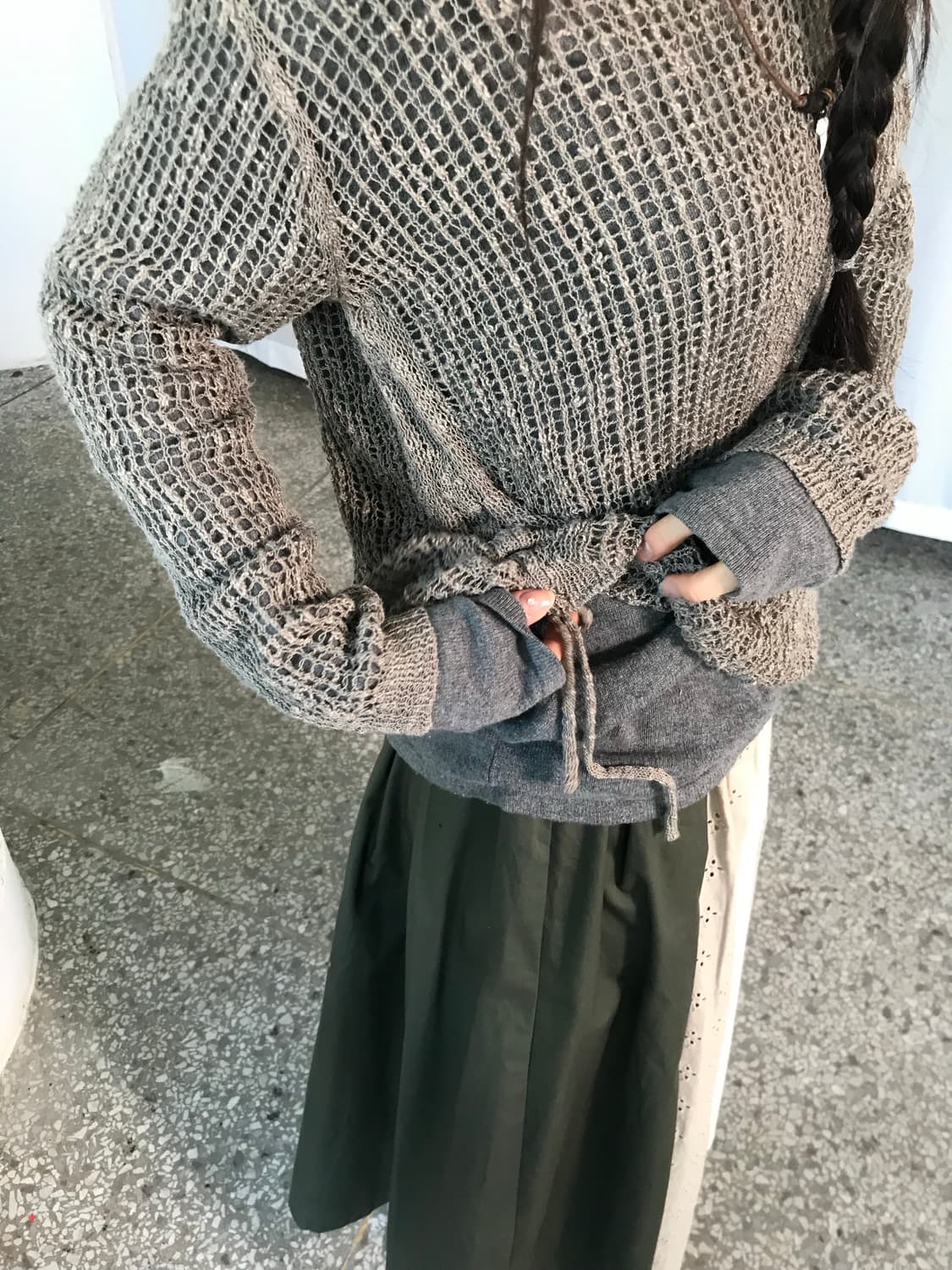 스트링 디테일 레이어링 니트 상품이미지4