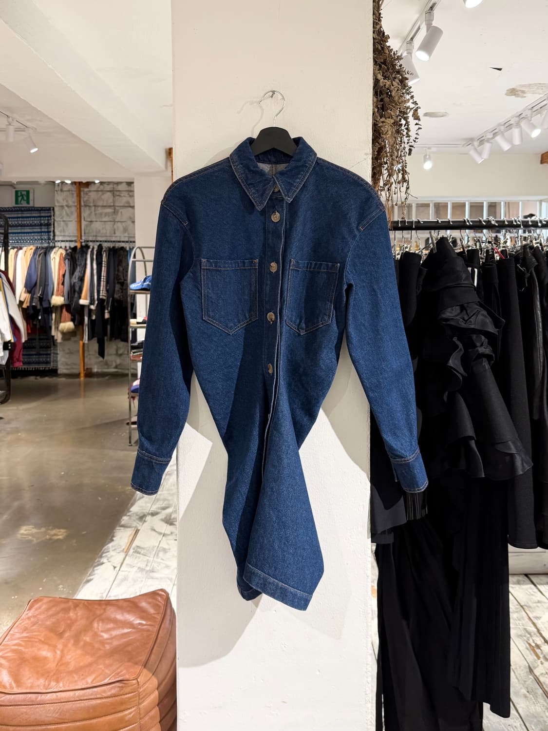 나누슈카 중청 데님 투 포켓 셔츠 원피스 상품이미지1