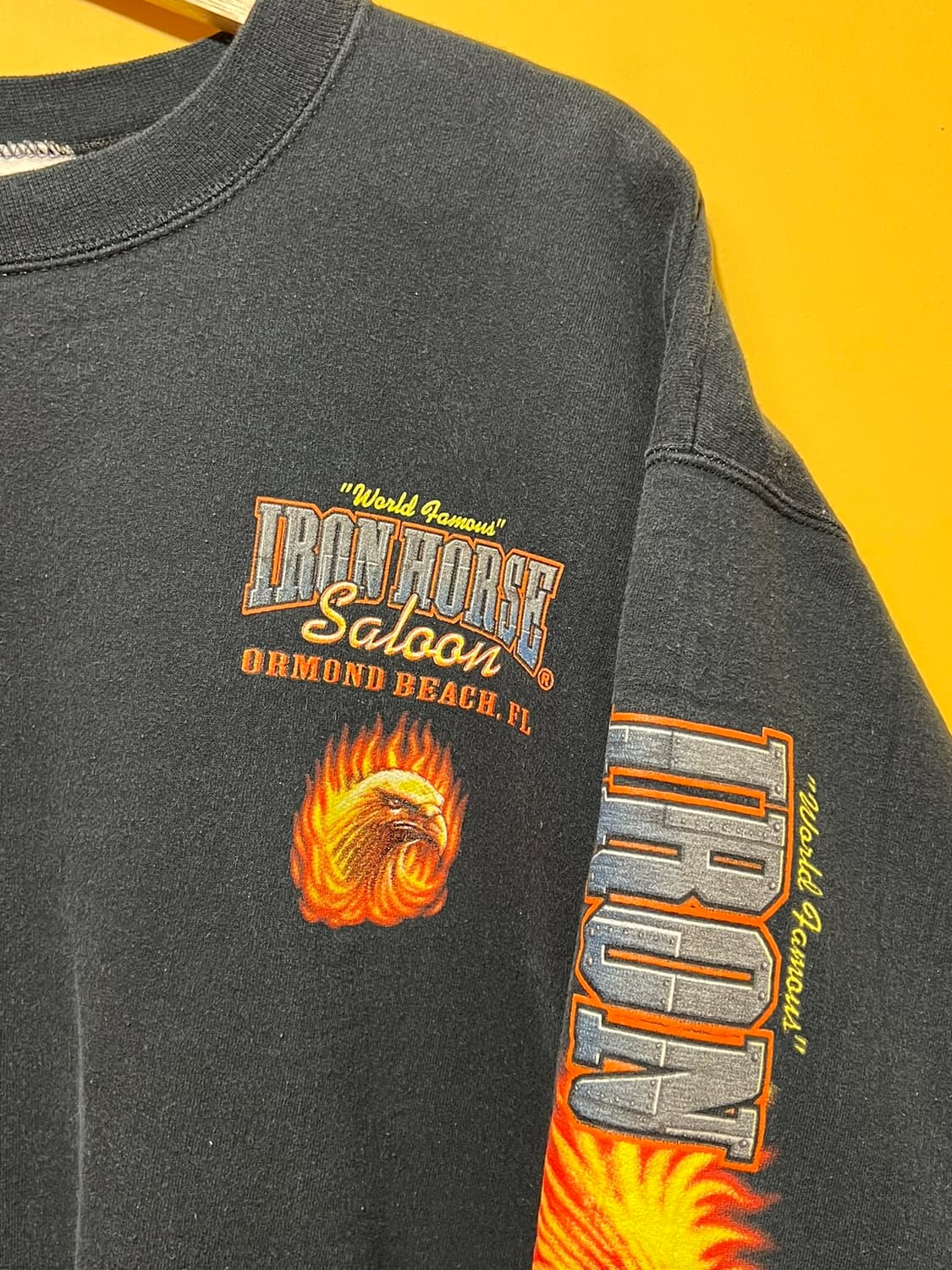 00s [L] Hanes 플레임 이글 바이커 그래픽 블랙 스웨트셔츠 상품이미지5