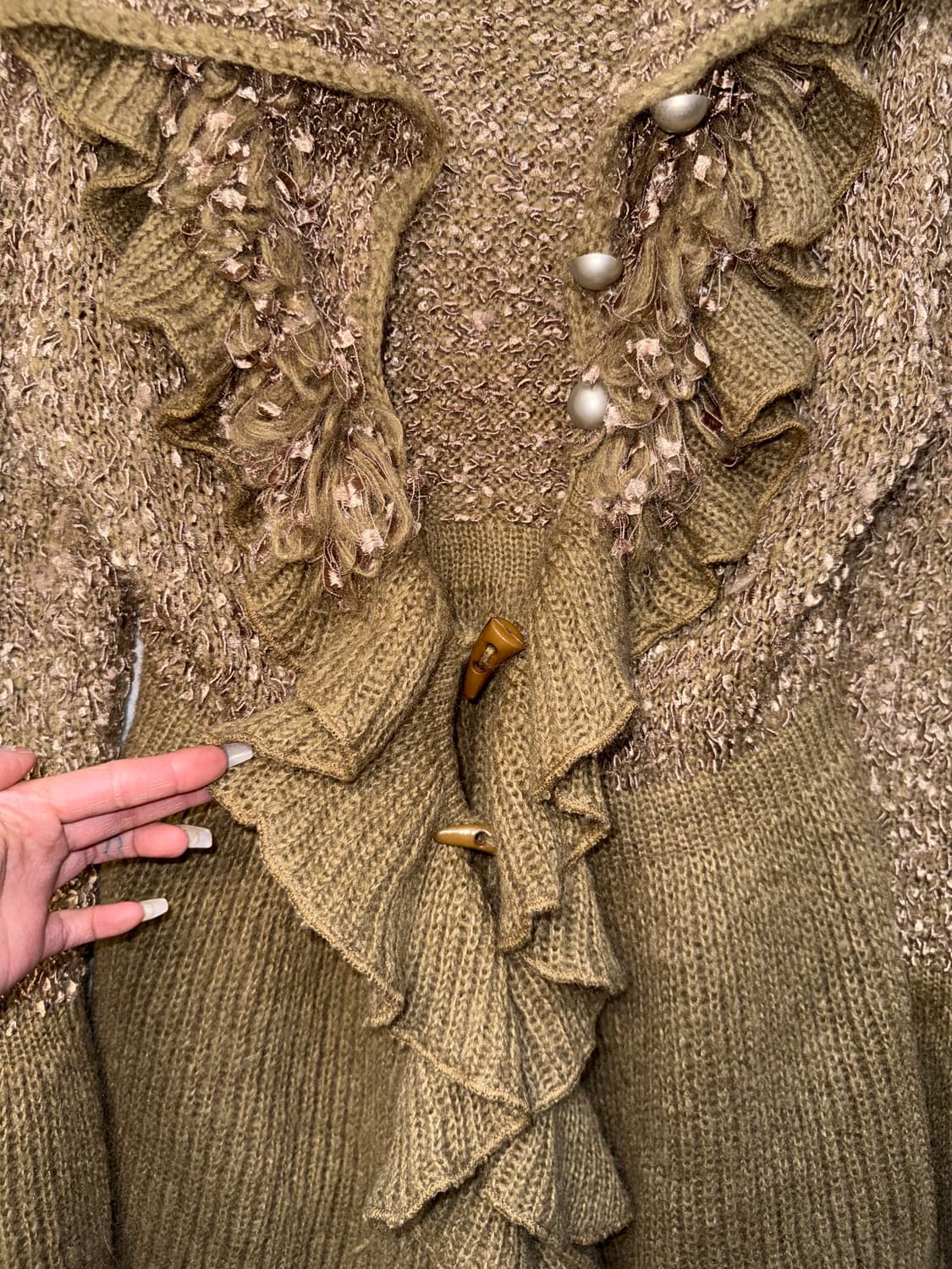 Beige grunge fairy ruffle duffle 가디건  상품이미지3