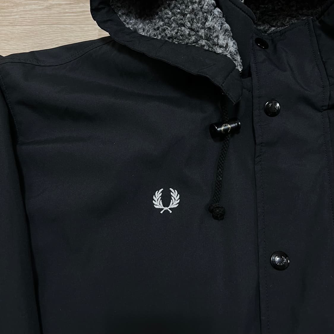 프레드페리 이너플리스 안감 후드 롱 바람막이 파카 [블랙] M/95 상품이미지4