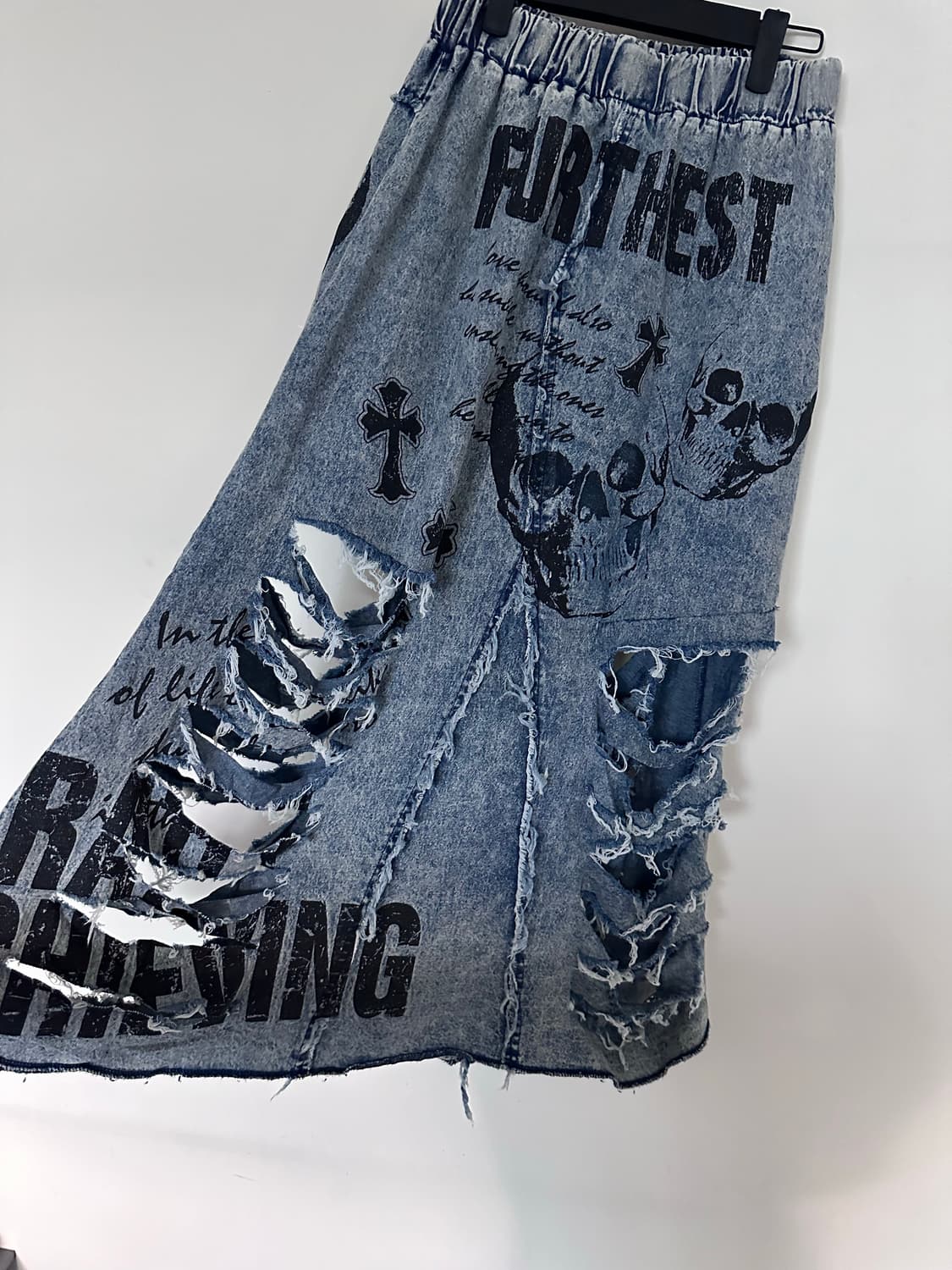 skull printing damage denim sk 상품이미지5