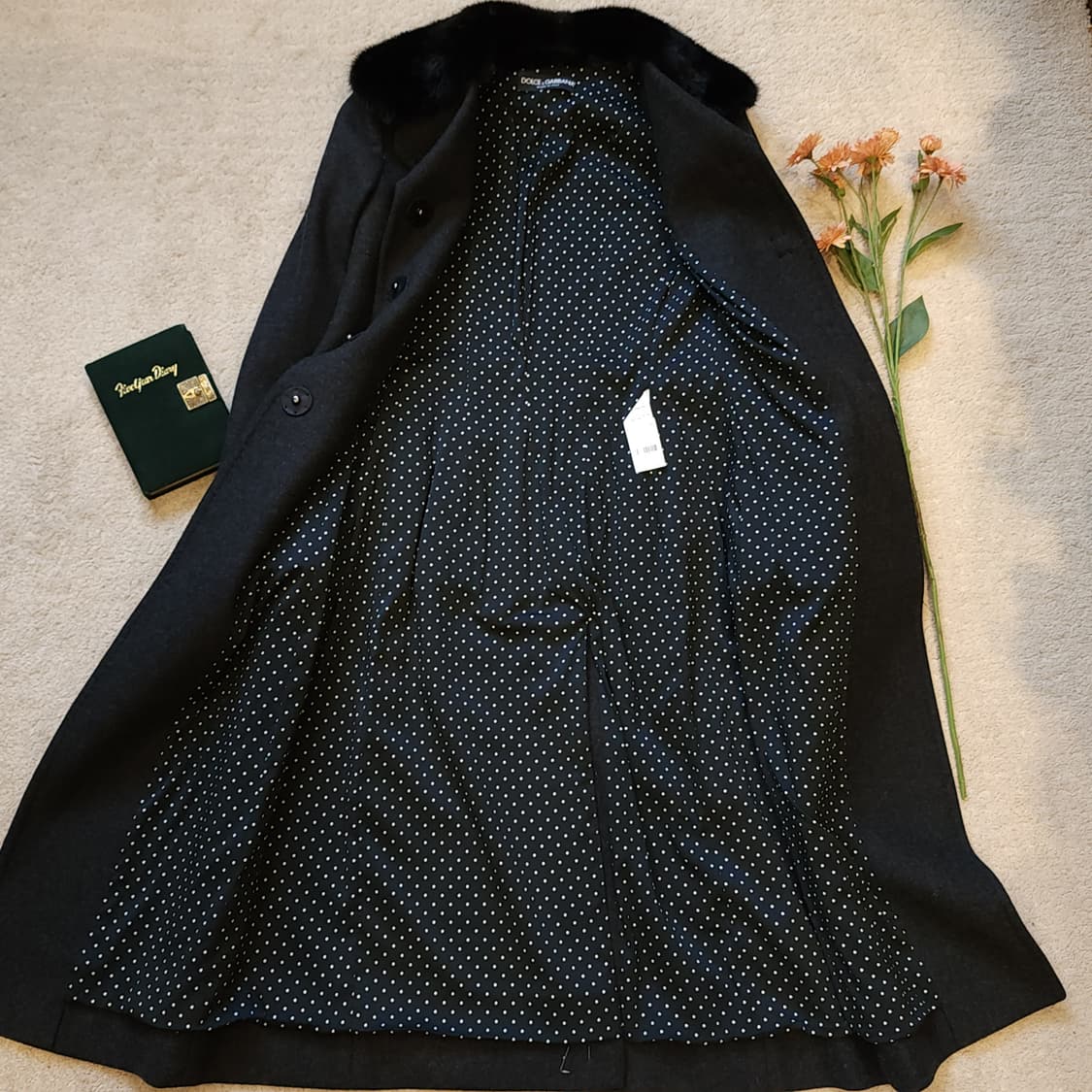 돌체앤가바나 울코트 밍크퍼 쥬얼리 버튼 버진울 코트 38 상품이미지3