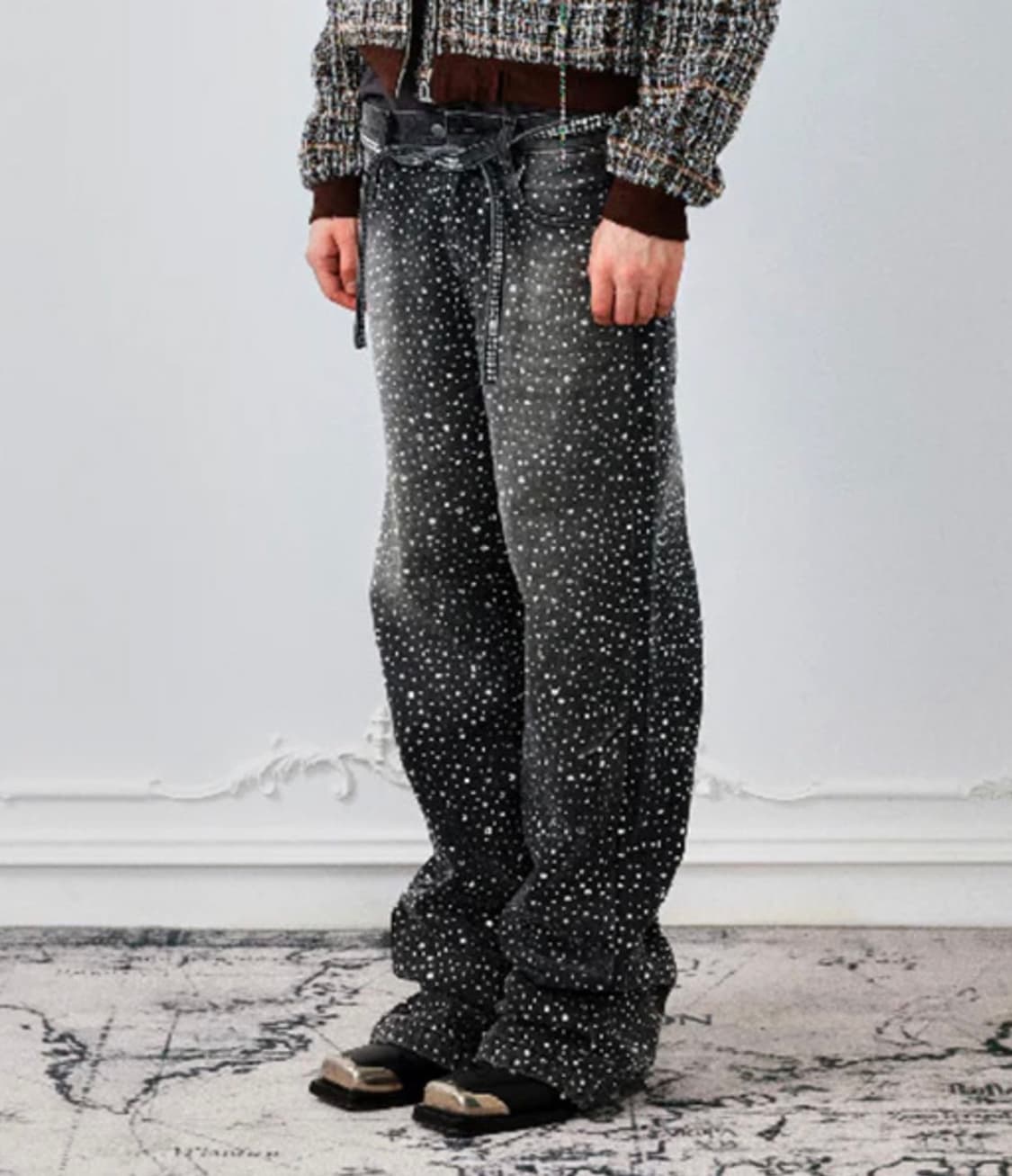 birthofroyalchild 벌쓰오브로열차일드 라인스톤 데님팬츠 M 상품이미지1