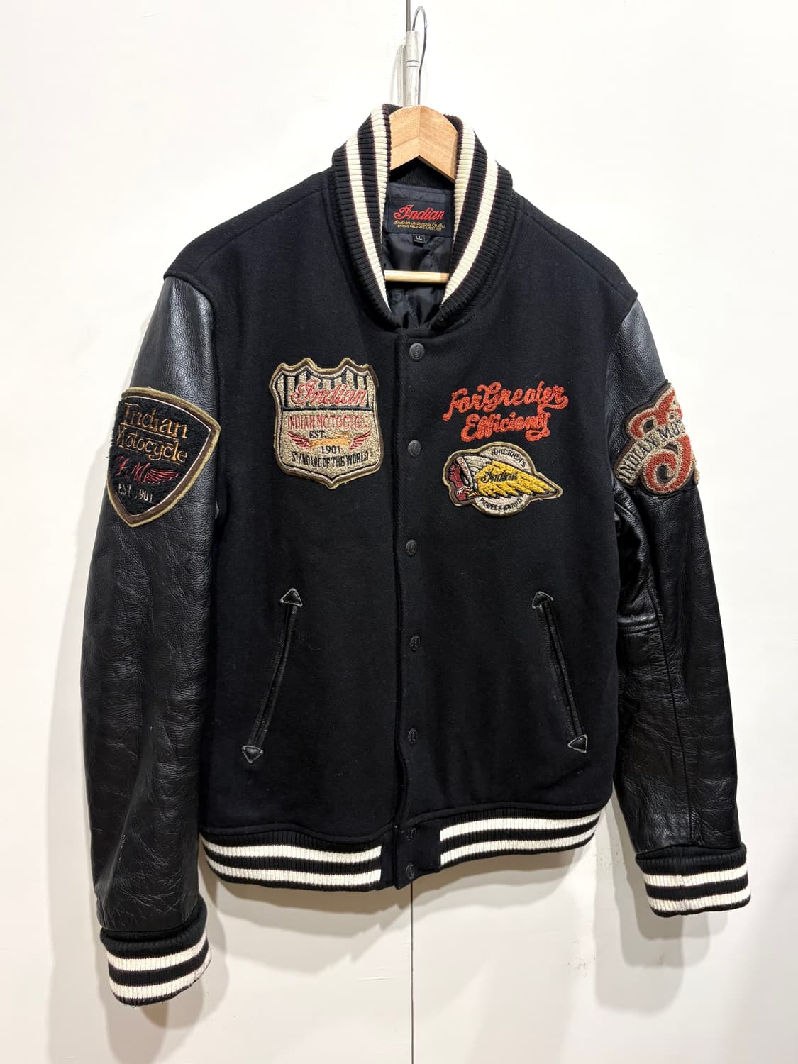 인디안 모터사이클 레더 바시티 자켓 상품이미지2