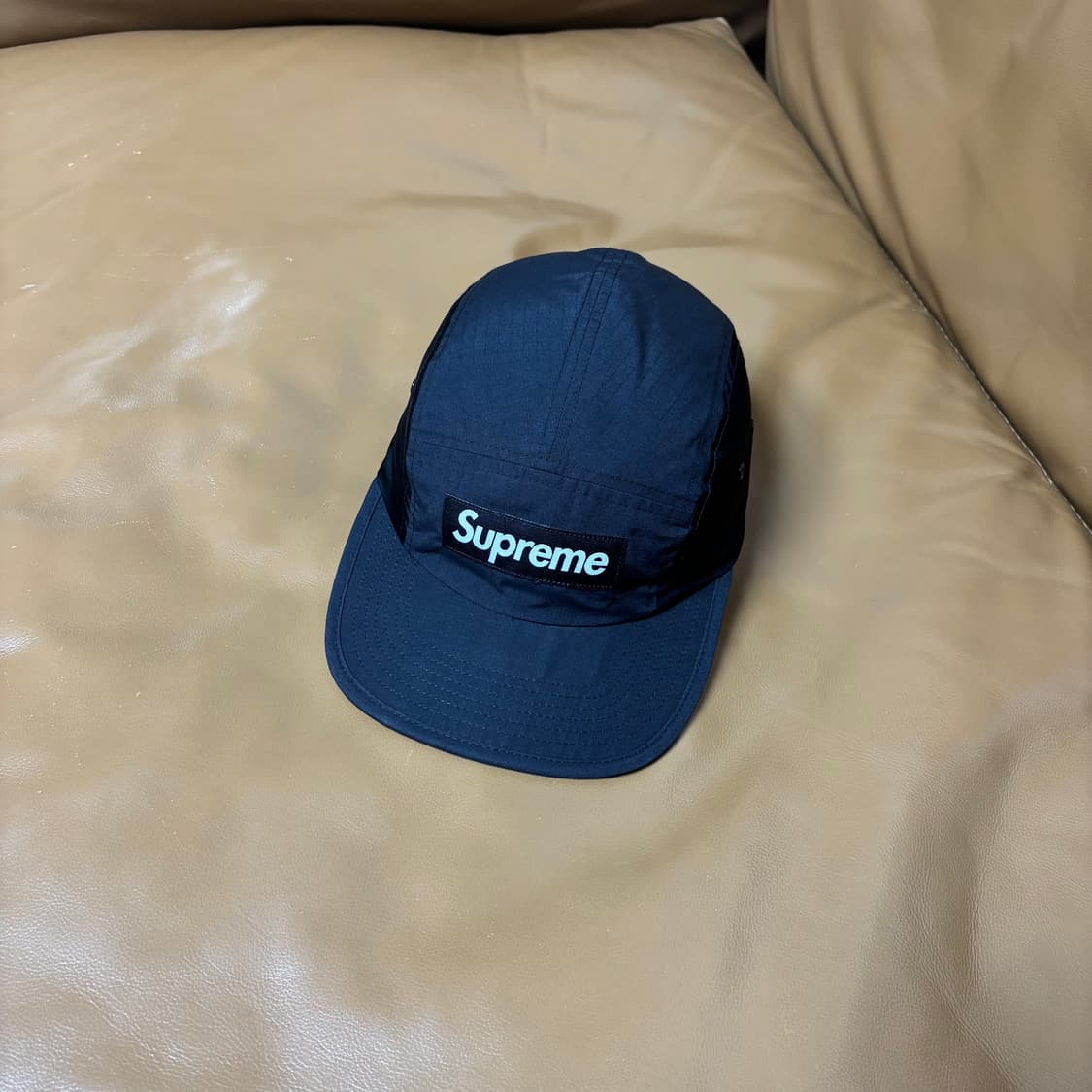 슈프림 캠프캡 모자 박스로고 왁스드 립스탑 블랙 상품이미지1