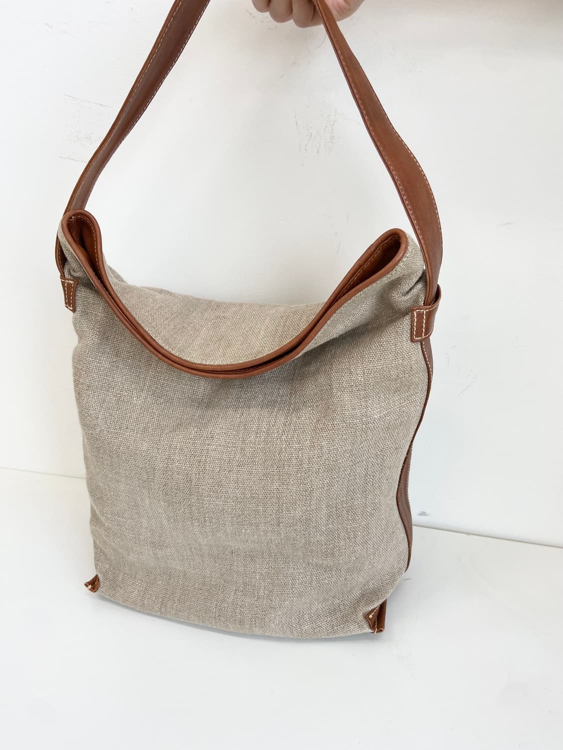 Genten 린넨/레더 숄더백 상품이미지2