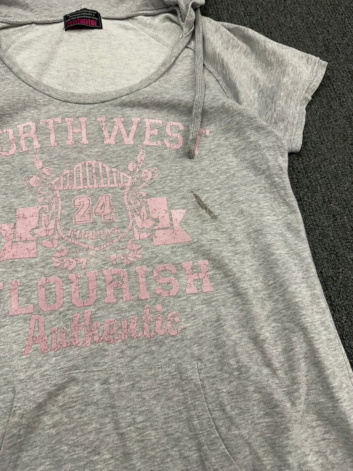 L)Petitreitre 빈티지 레터링 프린팅 반팔 후드 원피스 상품이미지5